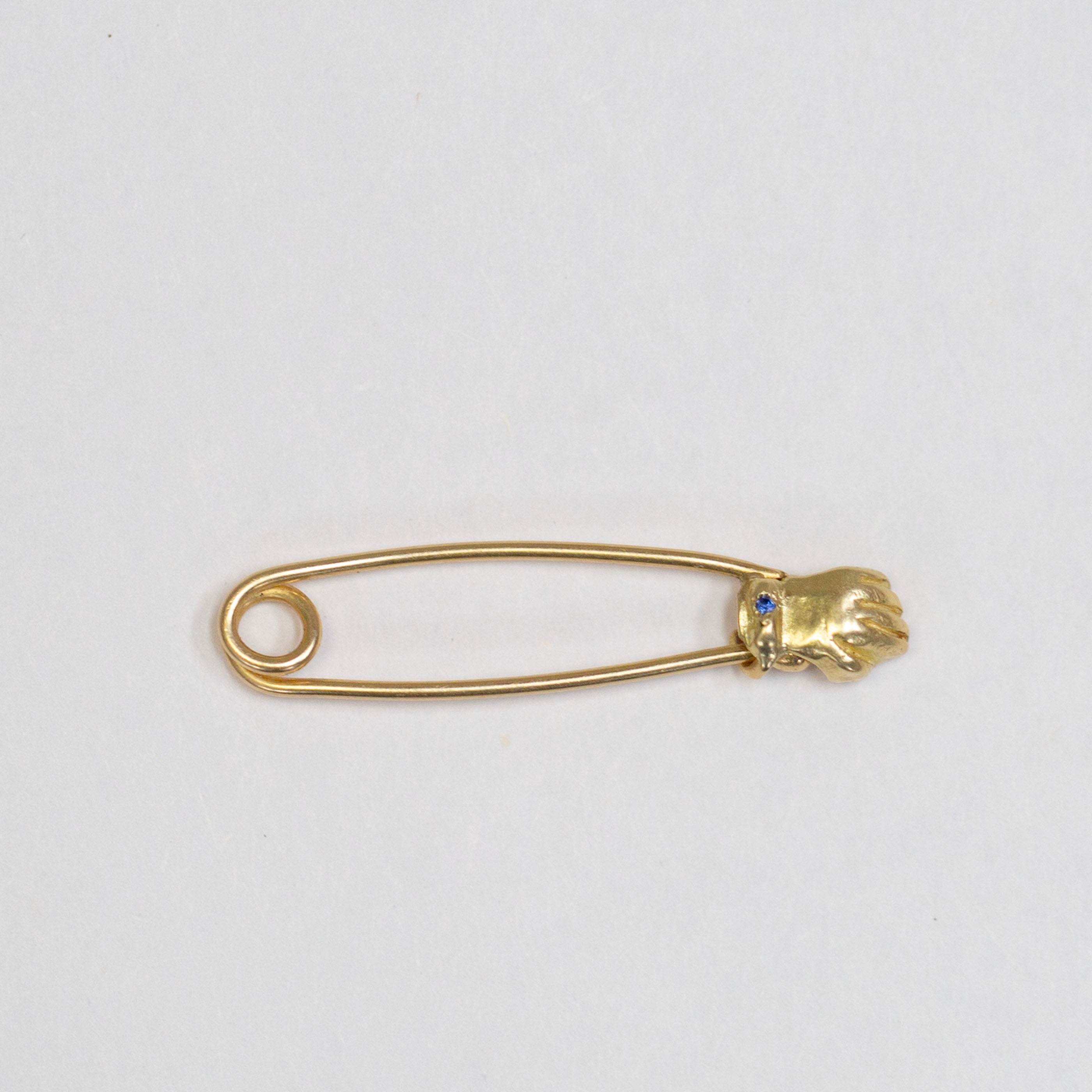 Hand Safety Pin 4, 18k Blue Sapphire