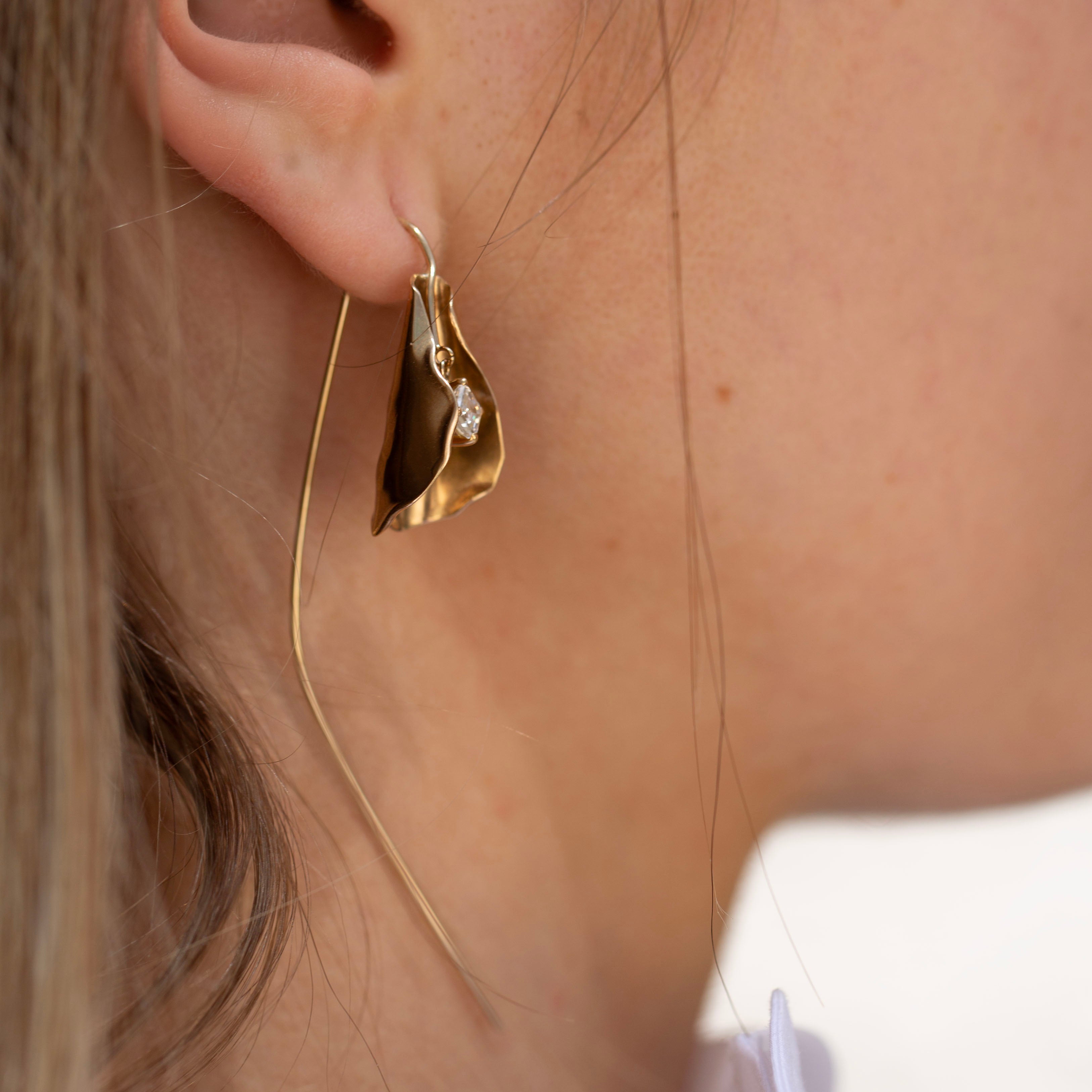 Calla Lily Earrings, Diamond