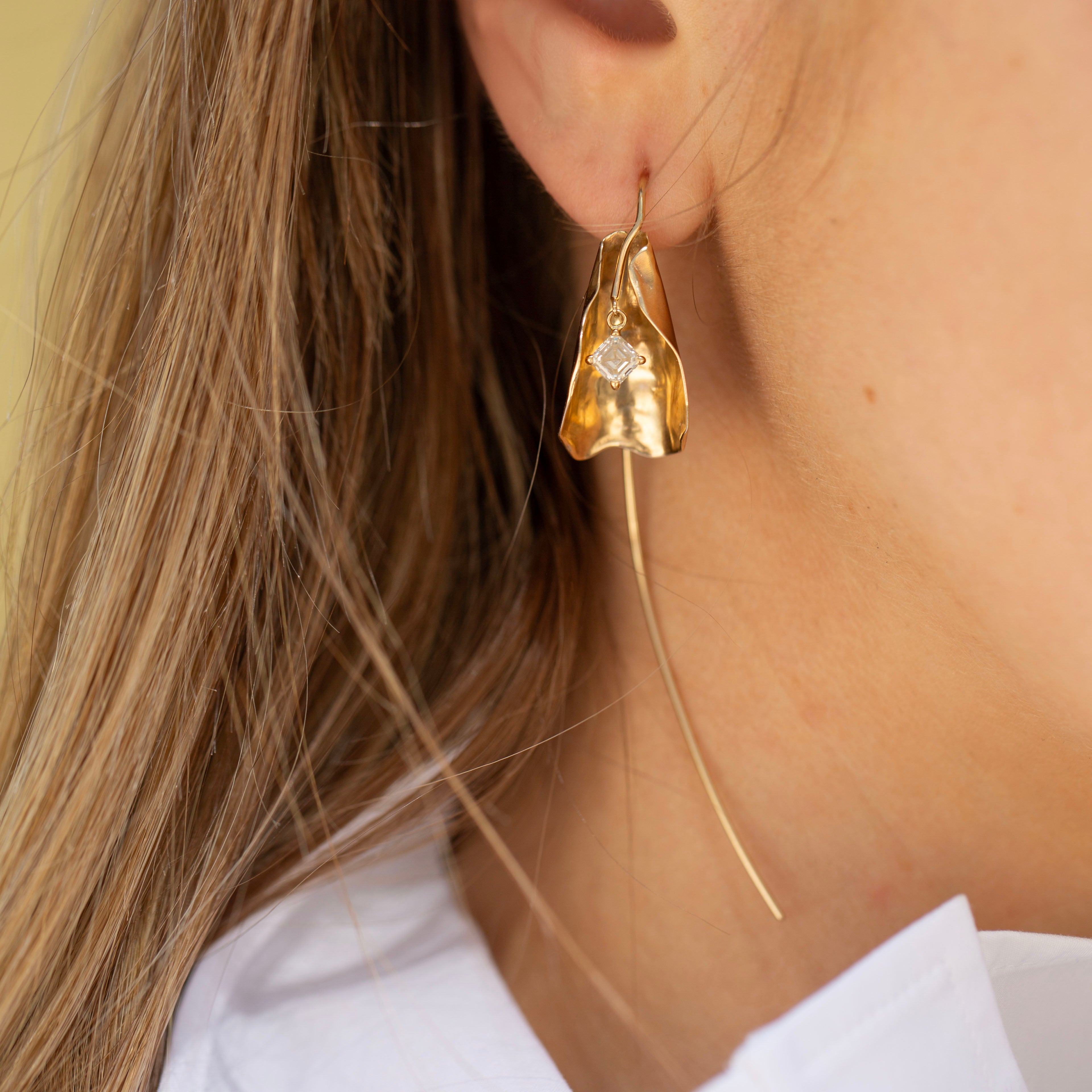 Calla Lily Earrings, Diamond