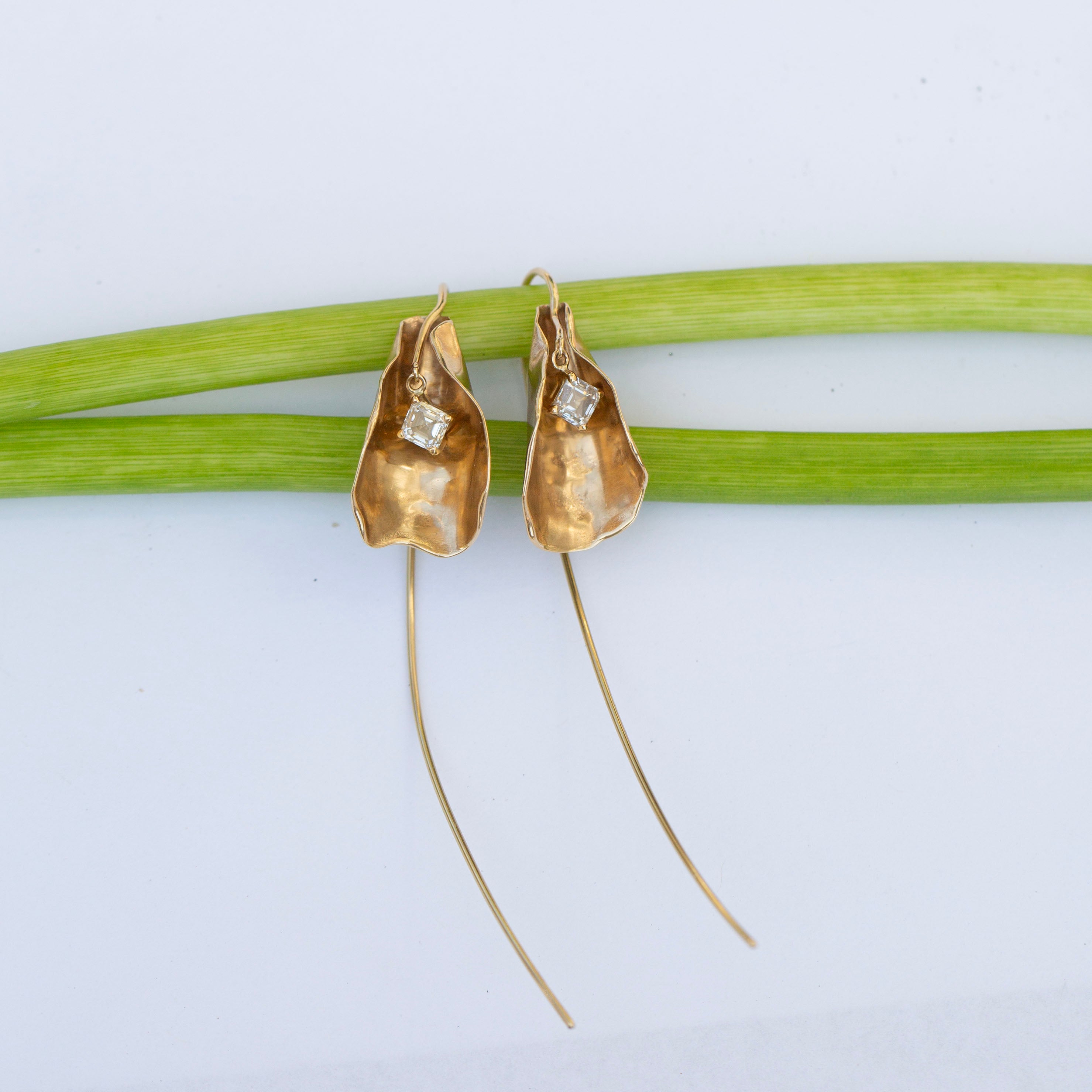 Calla Lily Earrings, Diamond