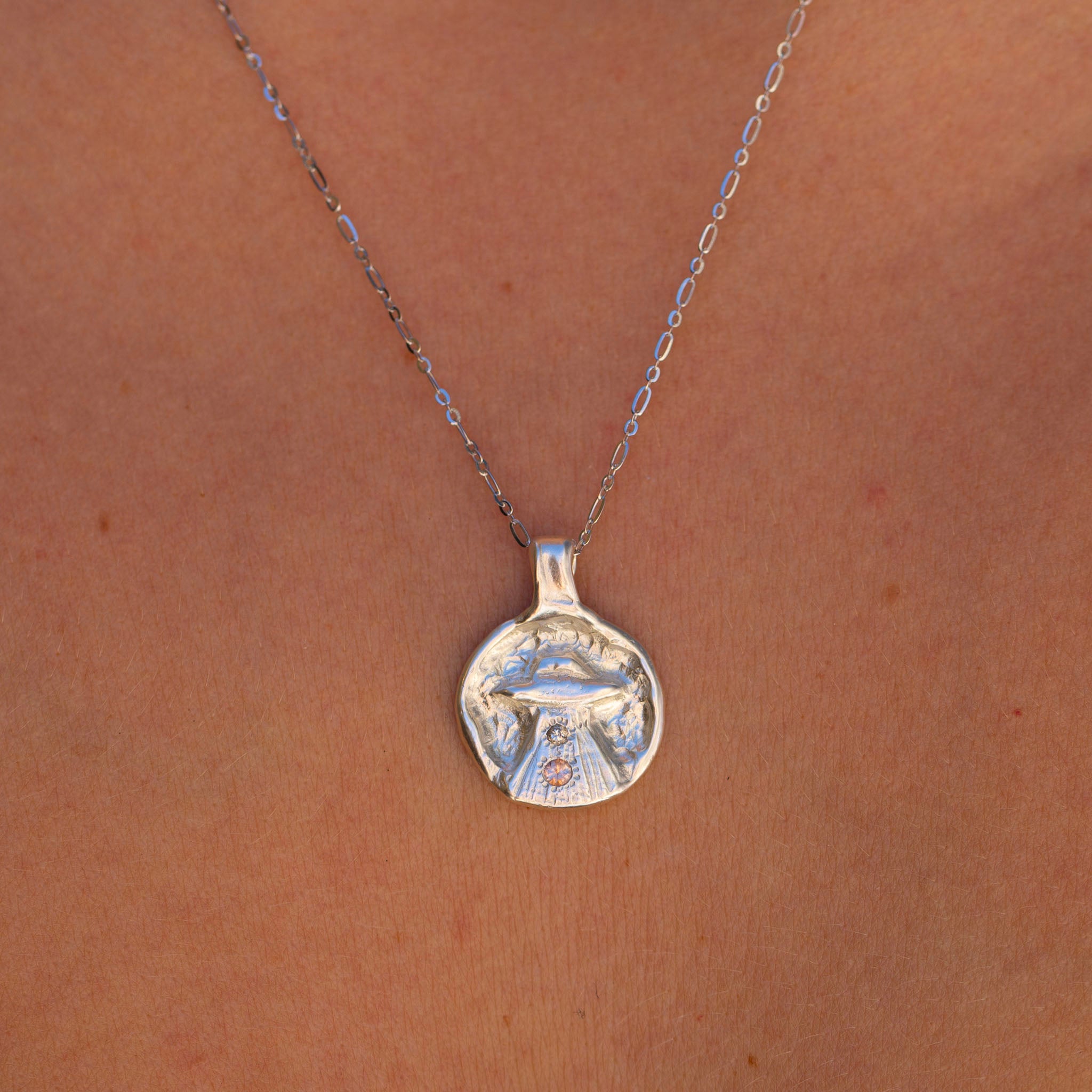 Goin' Home Galaxy Necklace w/ Pink Stones, Silver