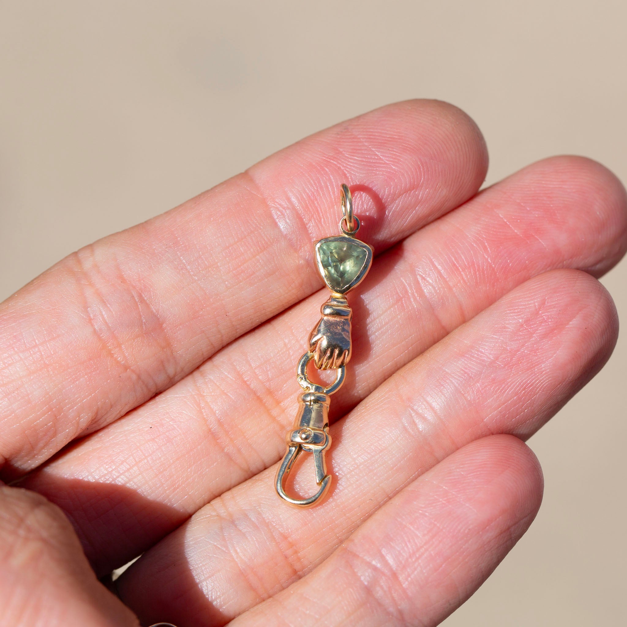 Hand Connector, Green Trillion Sapphire