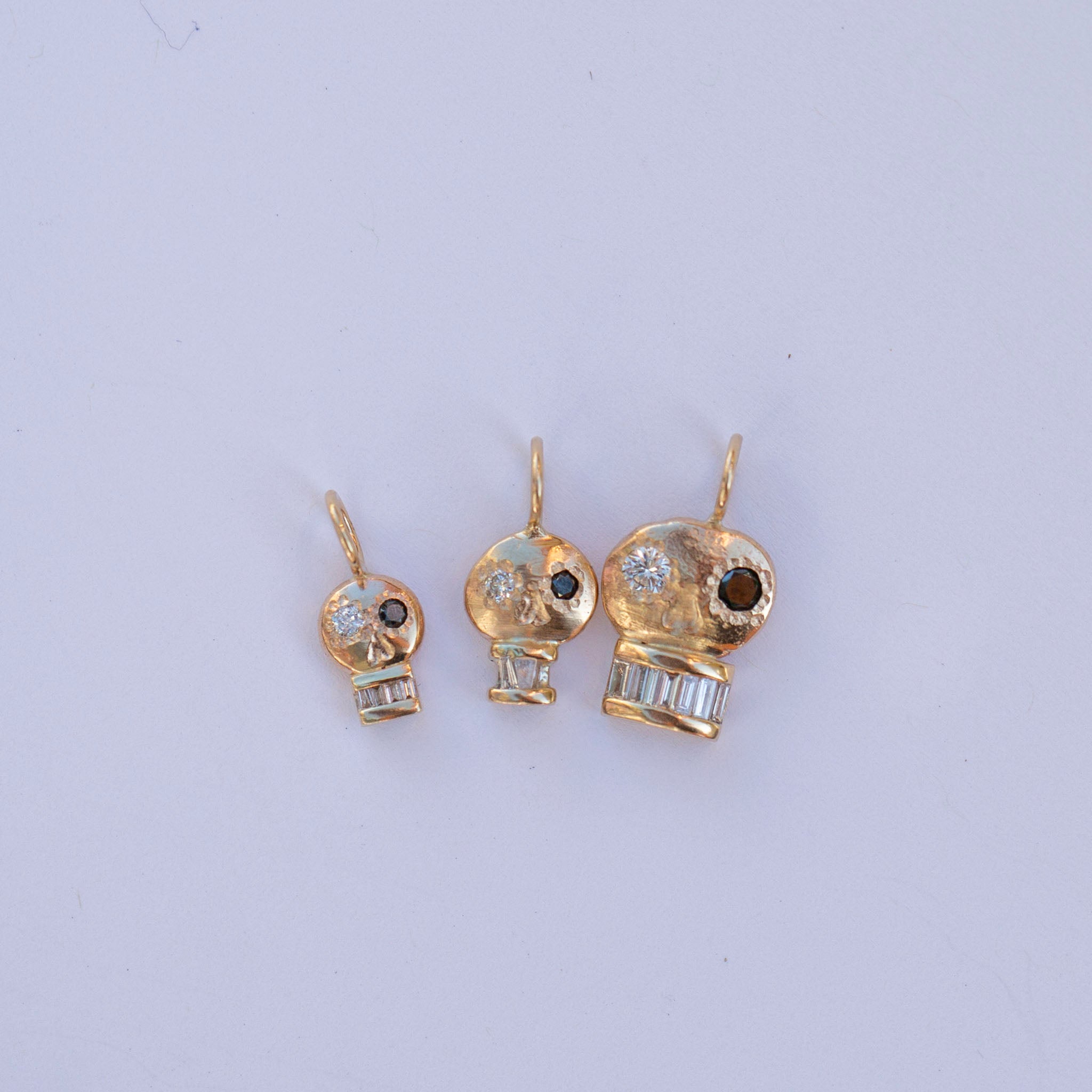 Skull Charm 1, Black and White Diamond