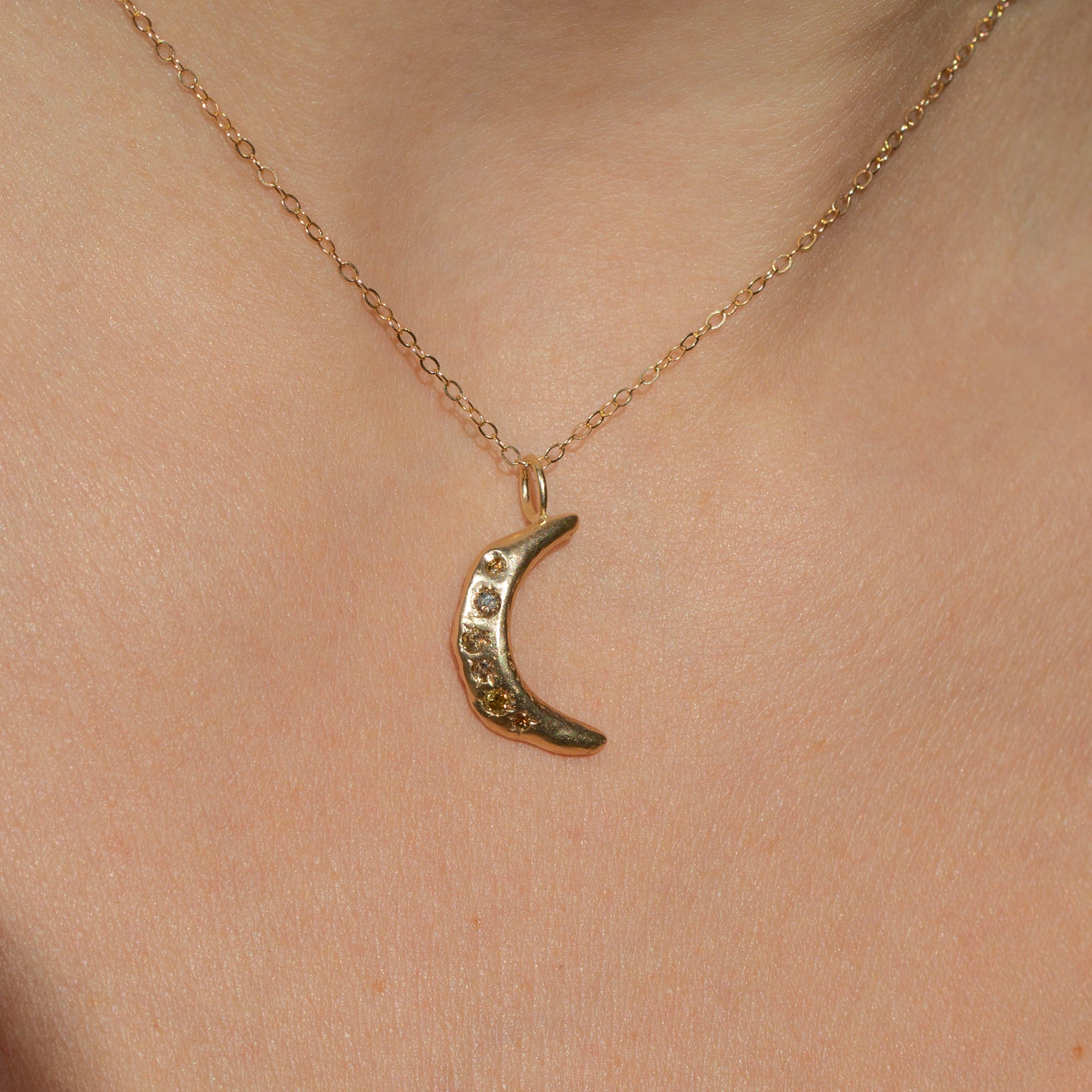 Waning Crescent Diamond Moon Charm