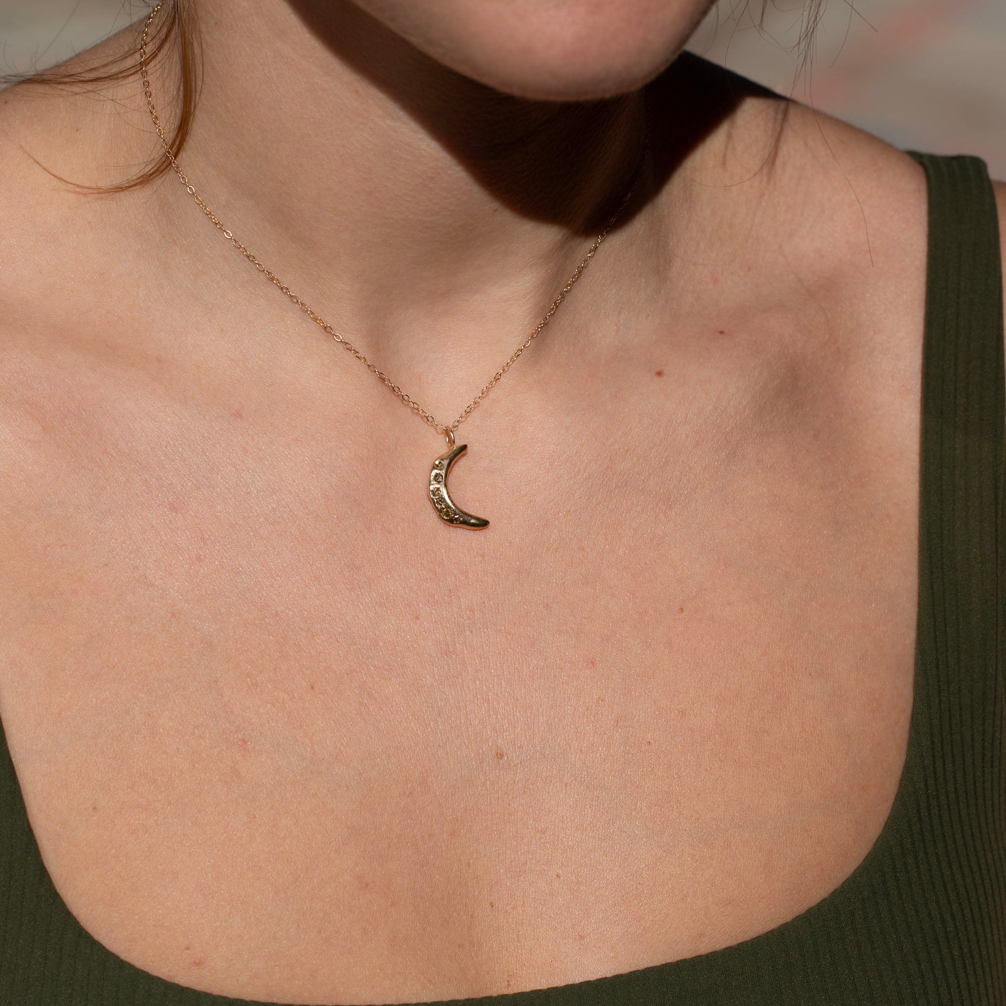 Waning Crescent Diamond Moon Charm