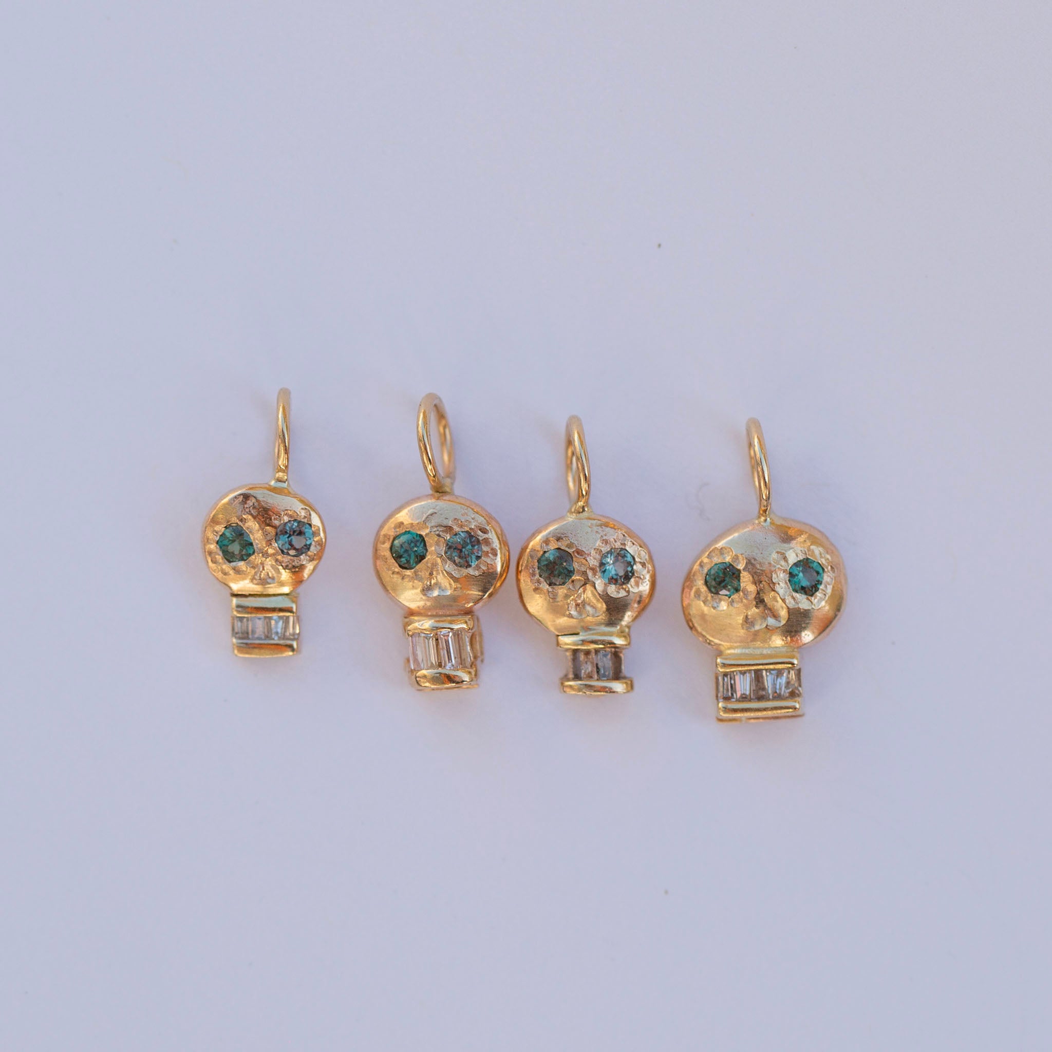 Skull Charm 9, Color Changing Garnets