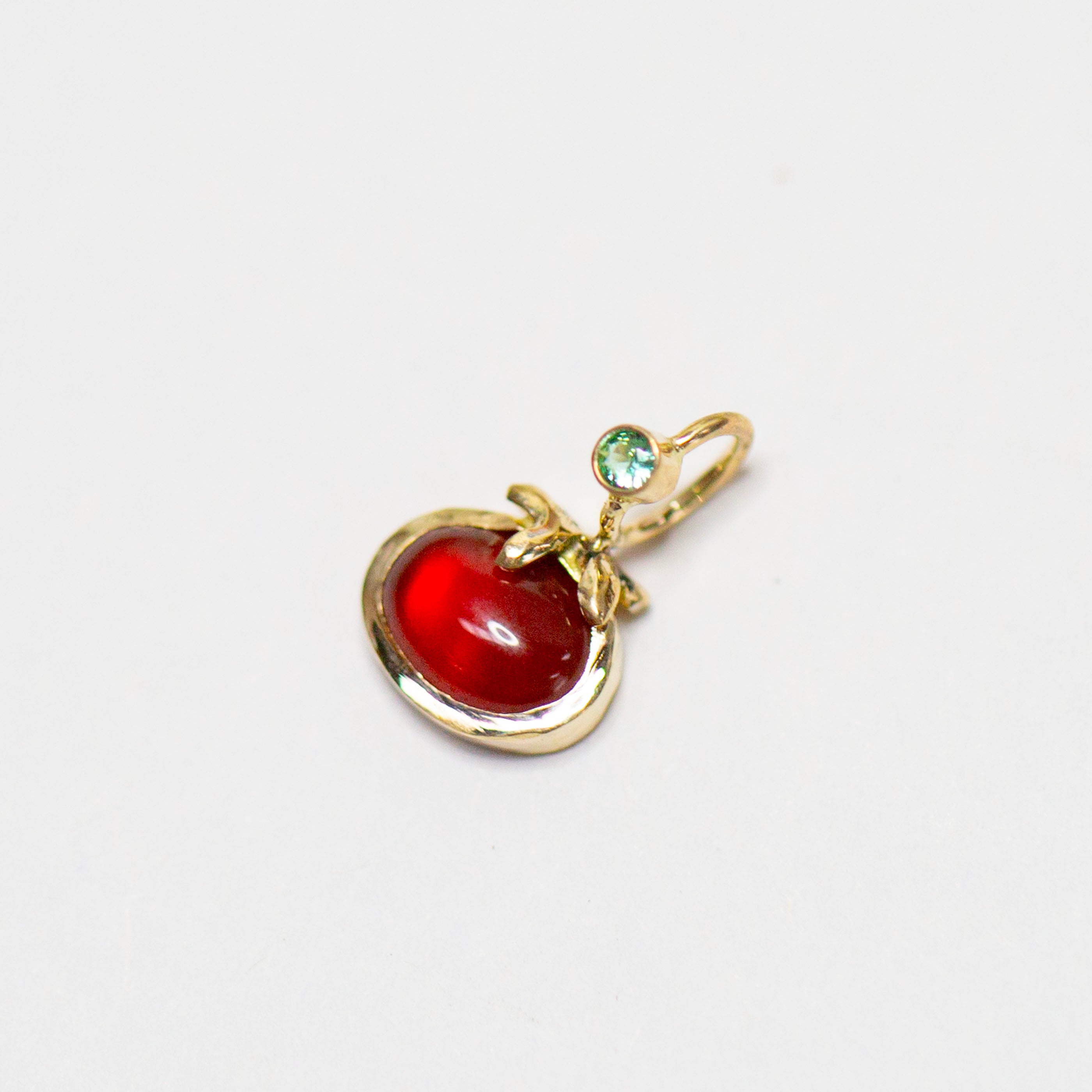 Fancy Heirloom Tomato 4, 14k Carnelian & Emerald