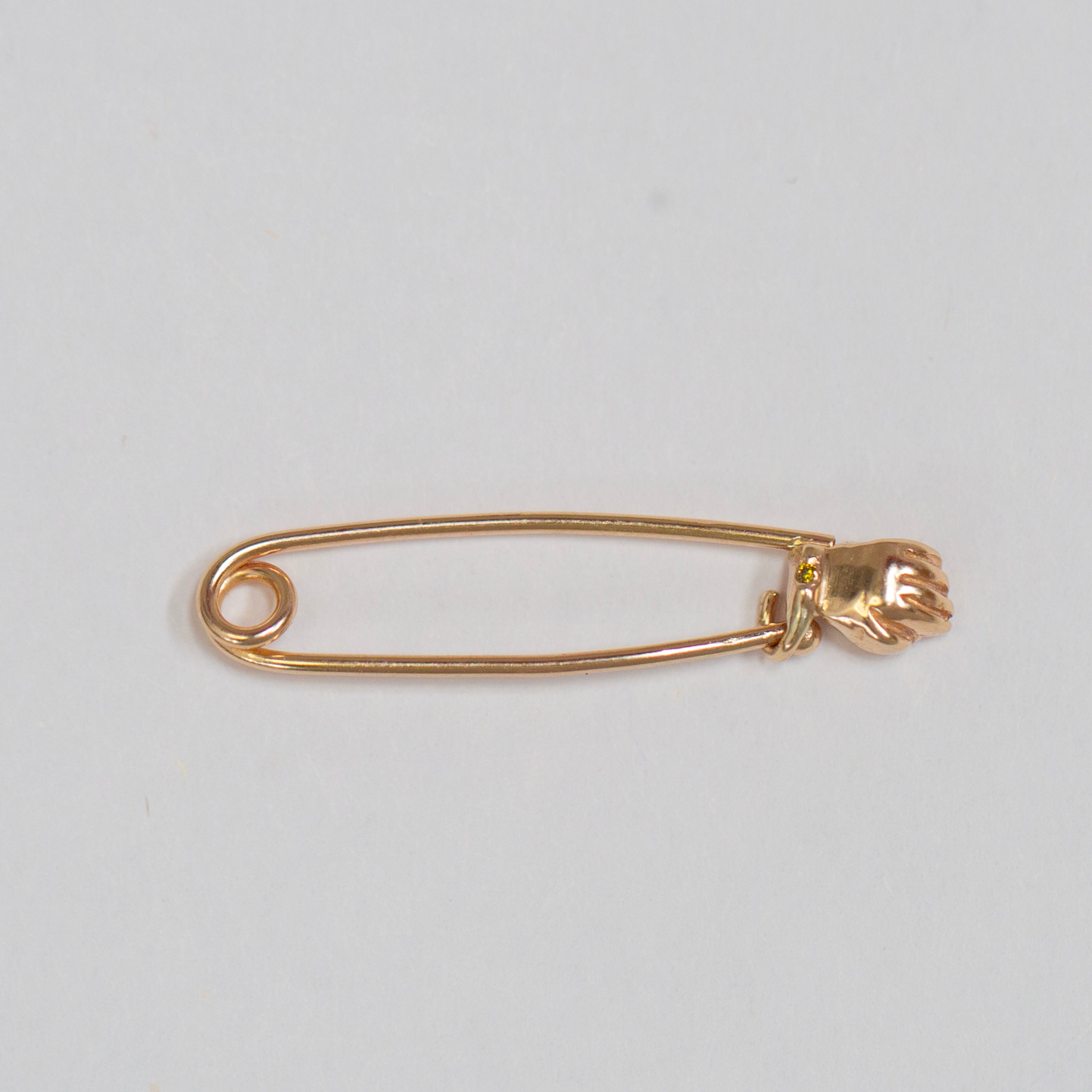 Hand Safety Pin 2, 14k Yellow Diamond
