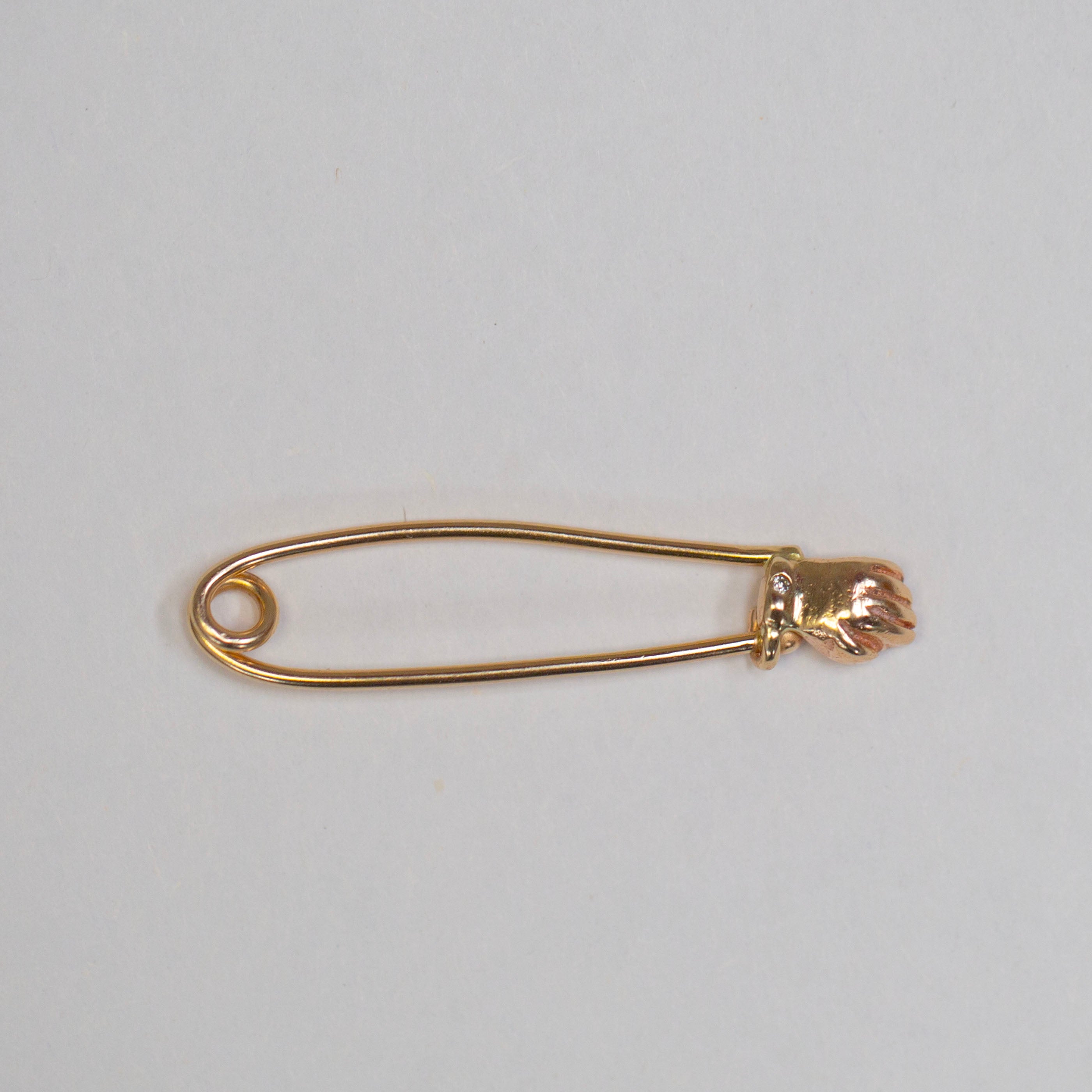 Hand Safety Pin 5, 14k White Diamond