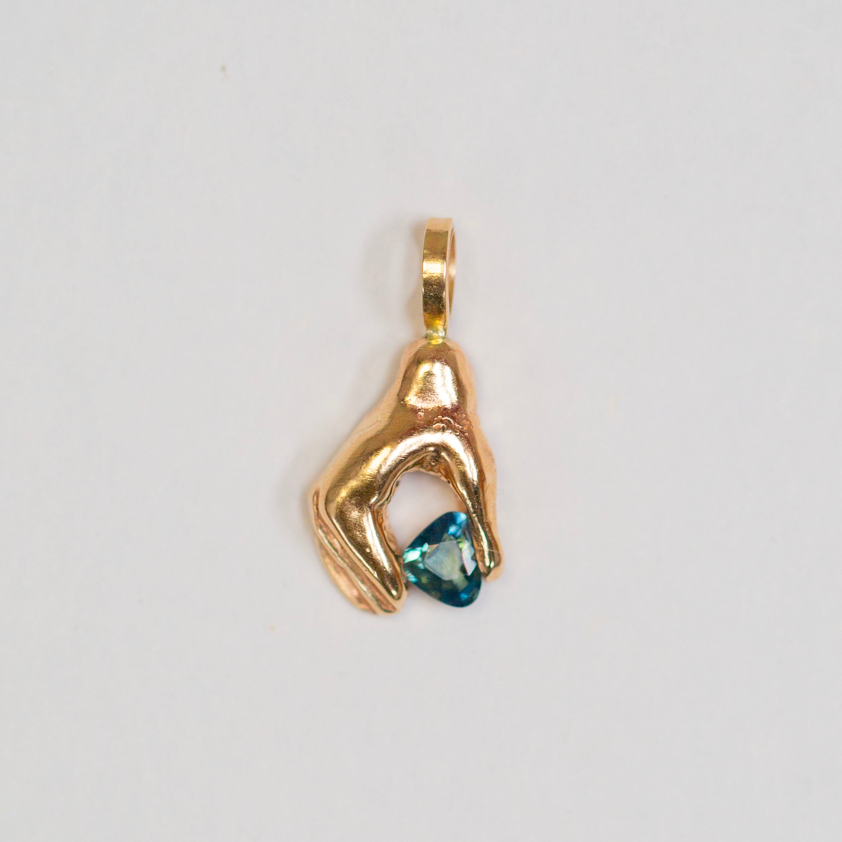 Teal Heart Sapphire Squeeze Charm