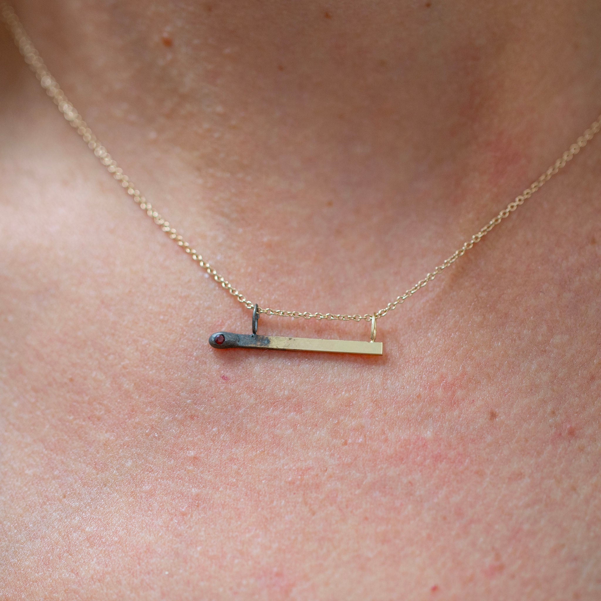 Mini Horiztonal Match, 14k Garnet