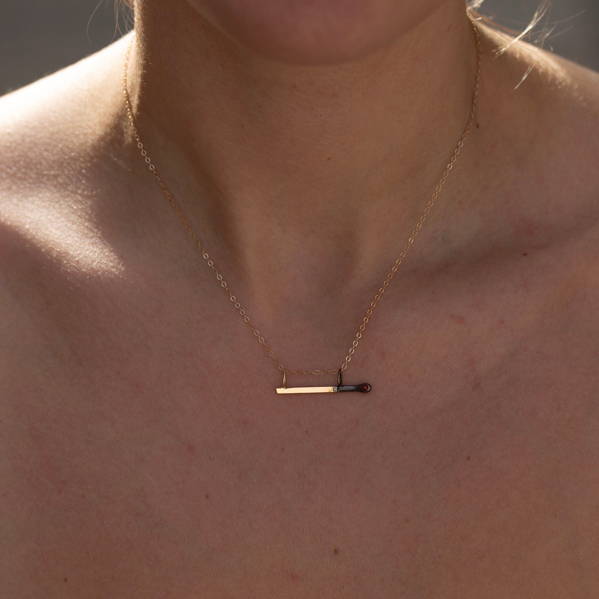 Horizontal Match 3, 14K White Gold Garnet