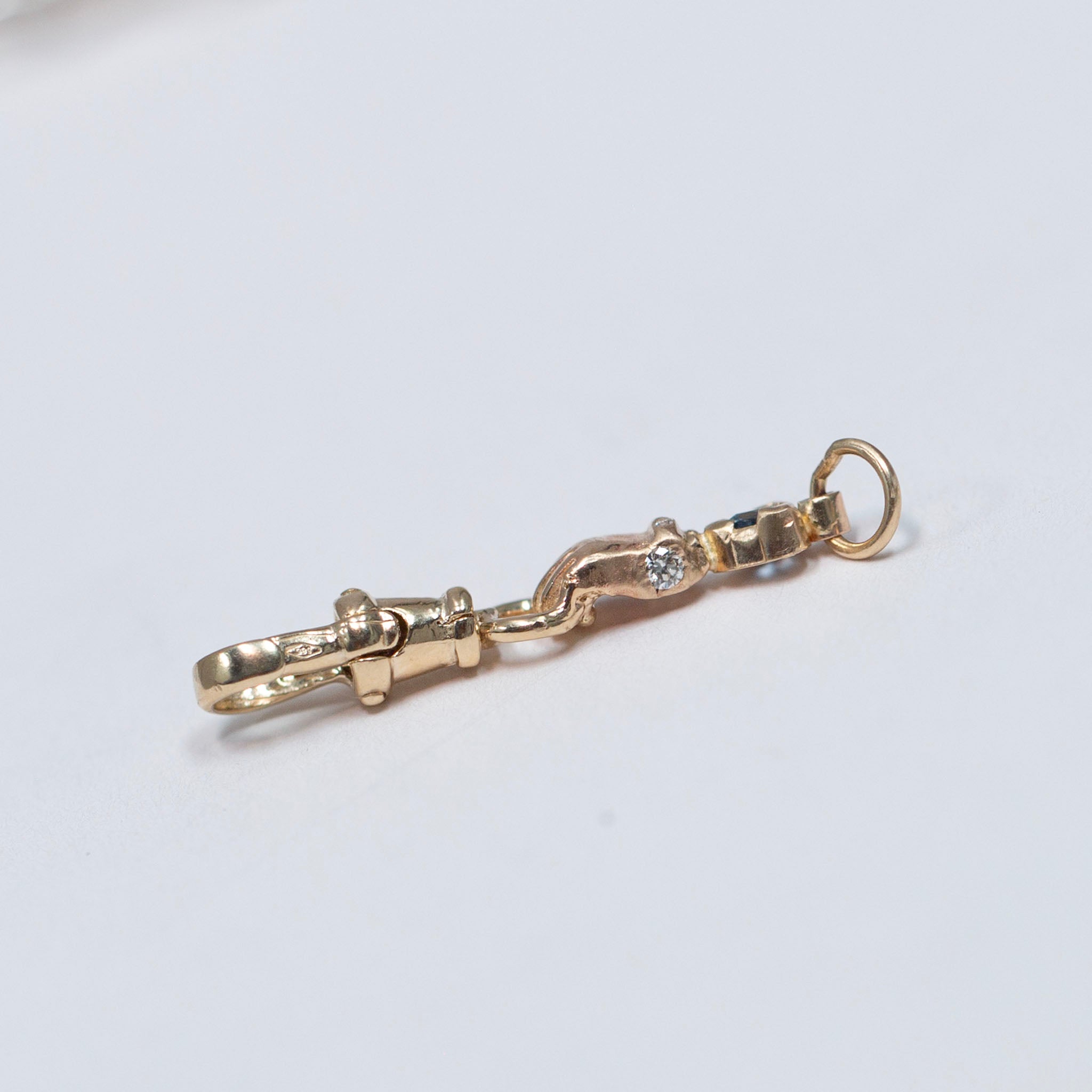 Montana Sapphire and Diamond Hand Connector, 14K