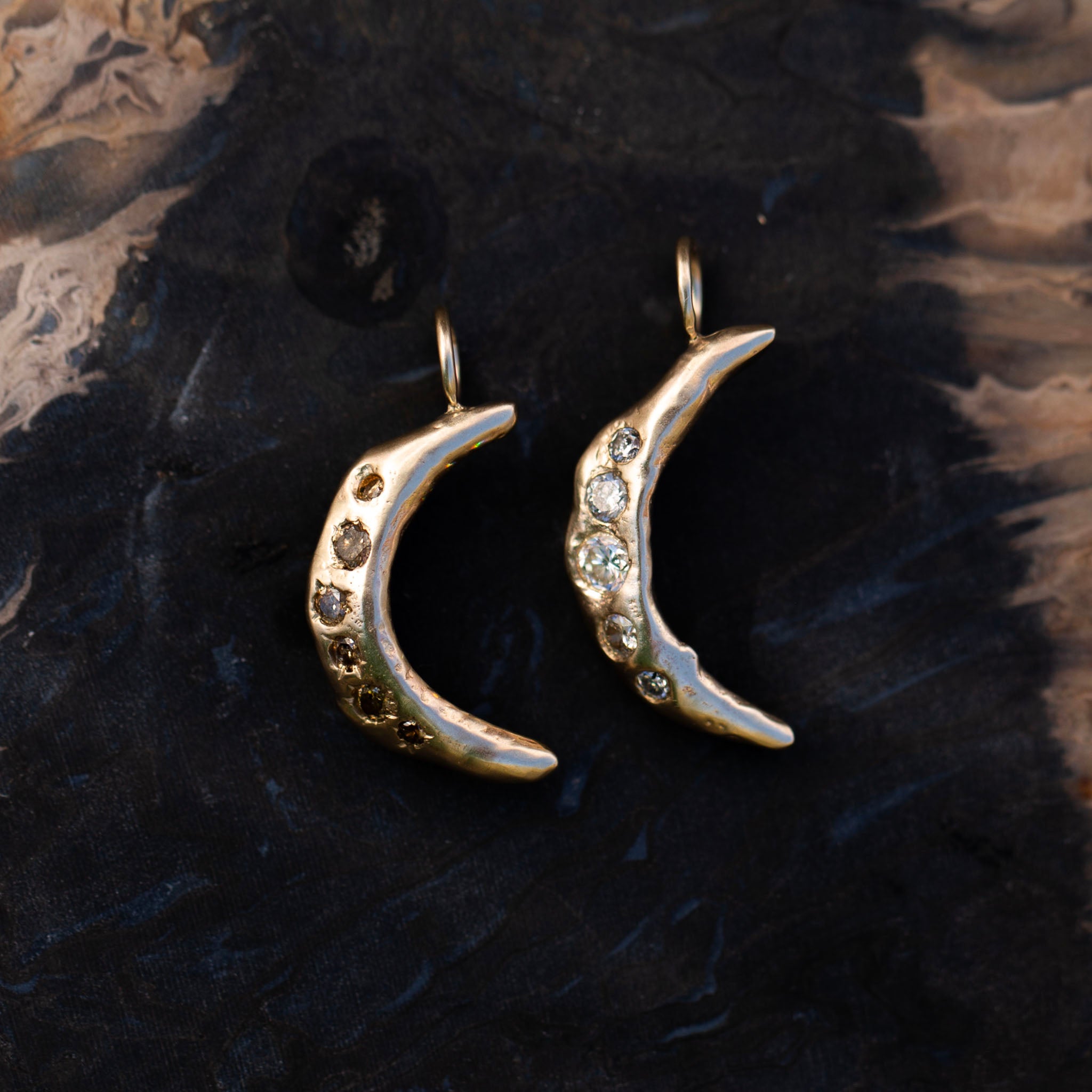 Waning Crescent Diamond Moon Charm