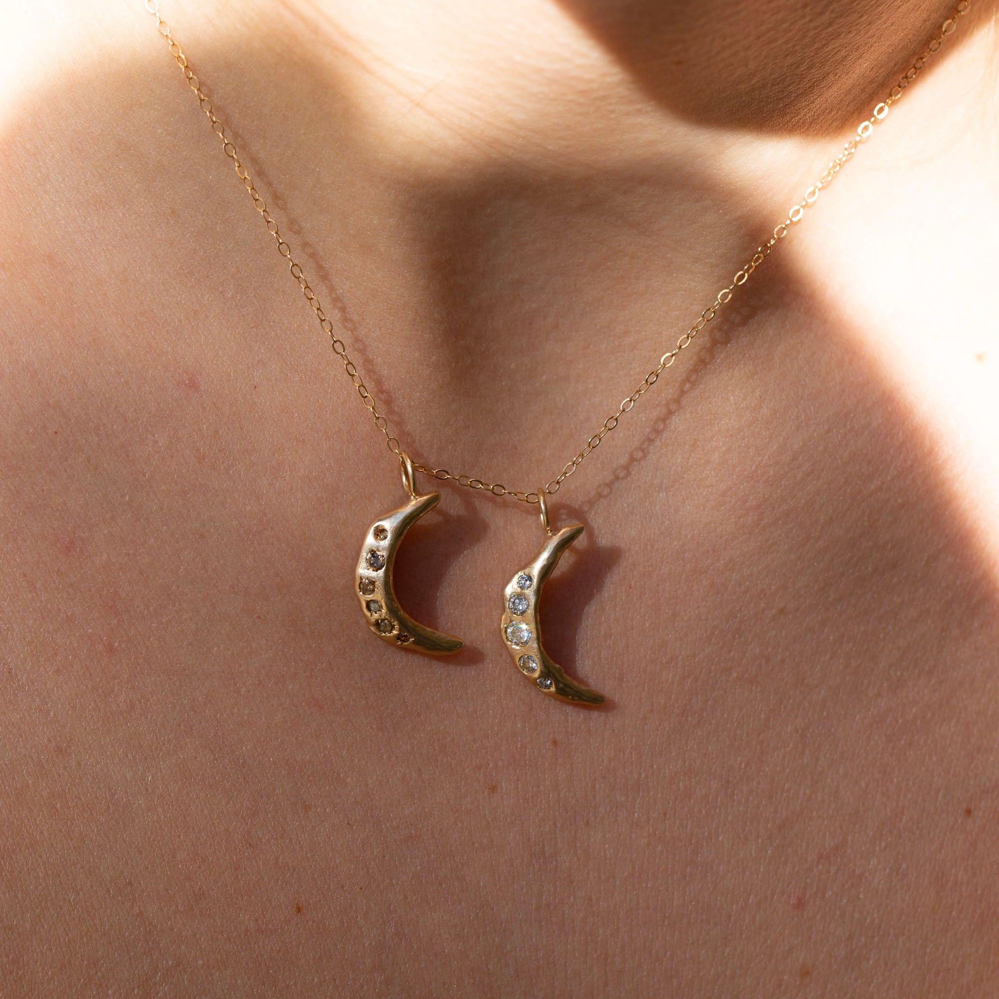 Waning Crescent Diamond Moon Charm