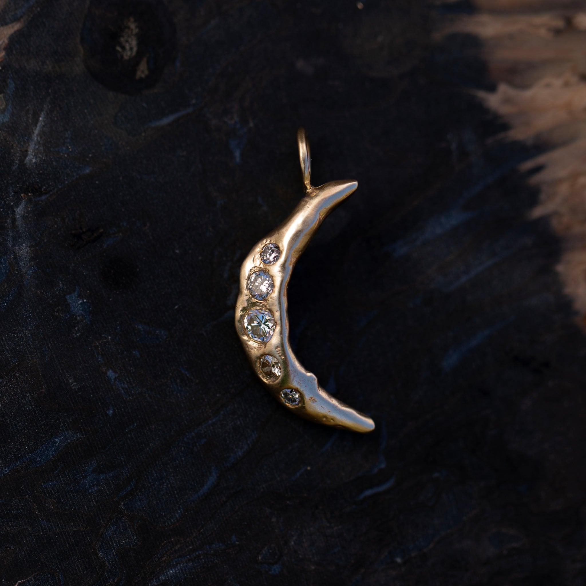 Waxing Crescent Diamond Moon Charm