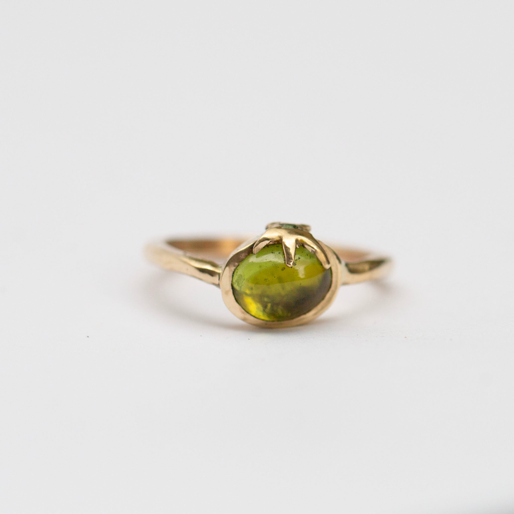 Tomato Ring, 14k Peridot & Tsavorite