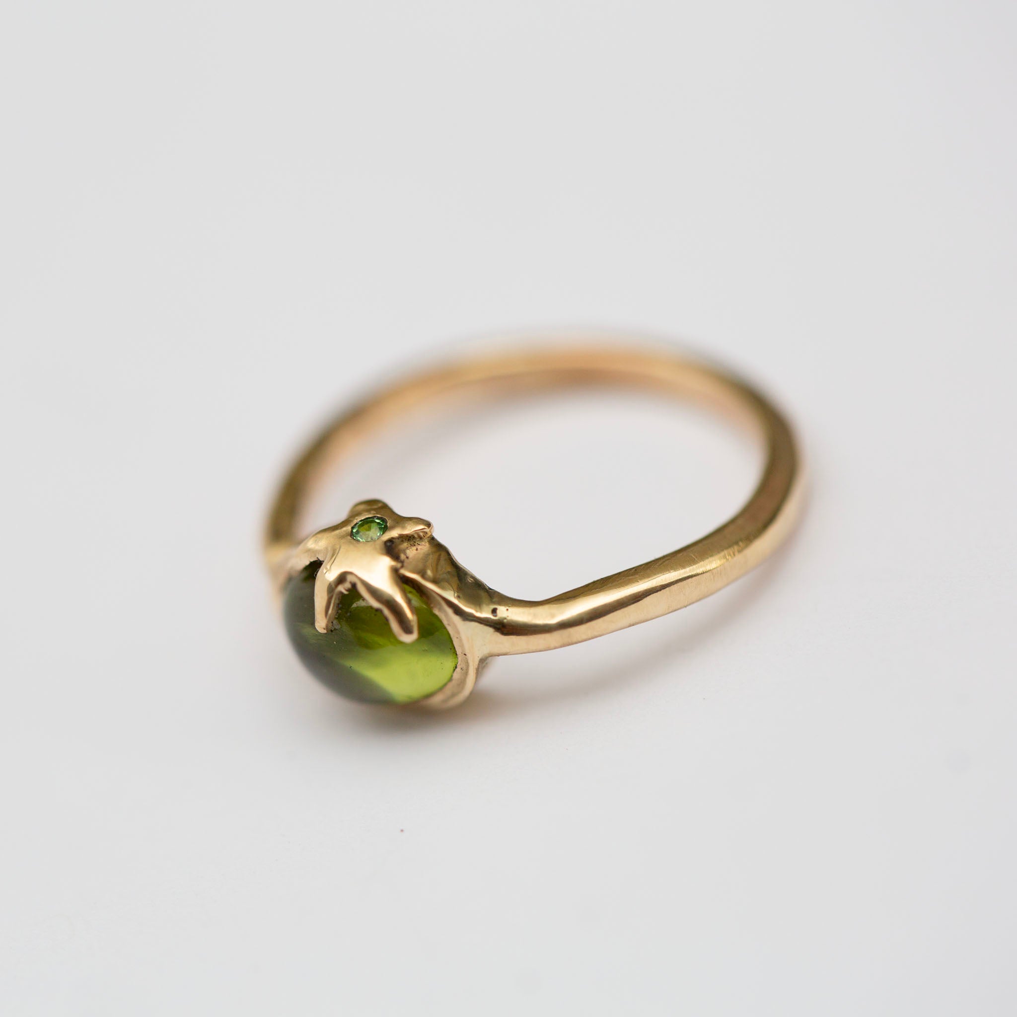 Tomato Ring, 14k Peridot & Tsavorite