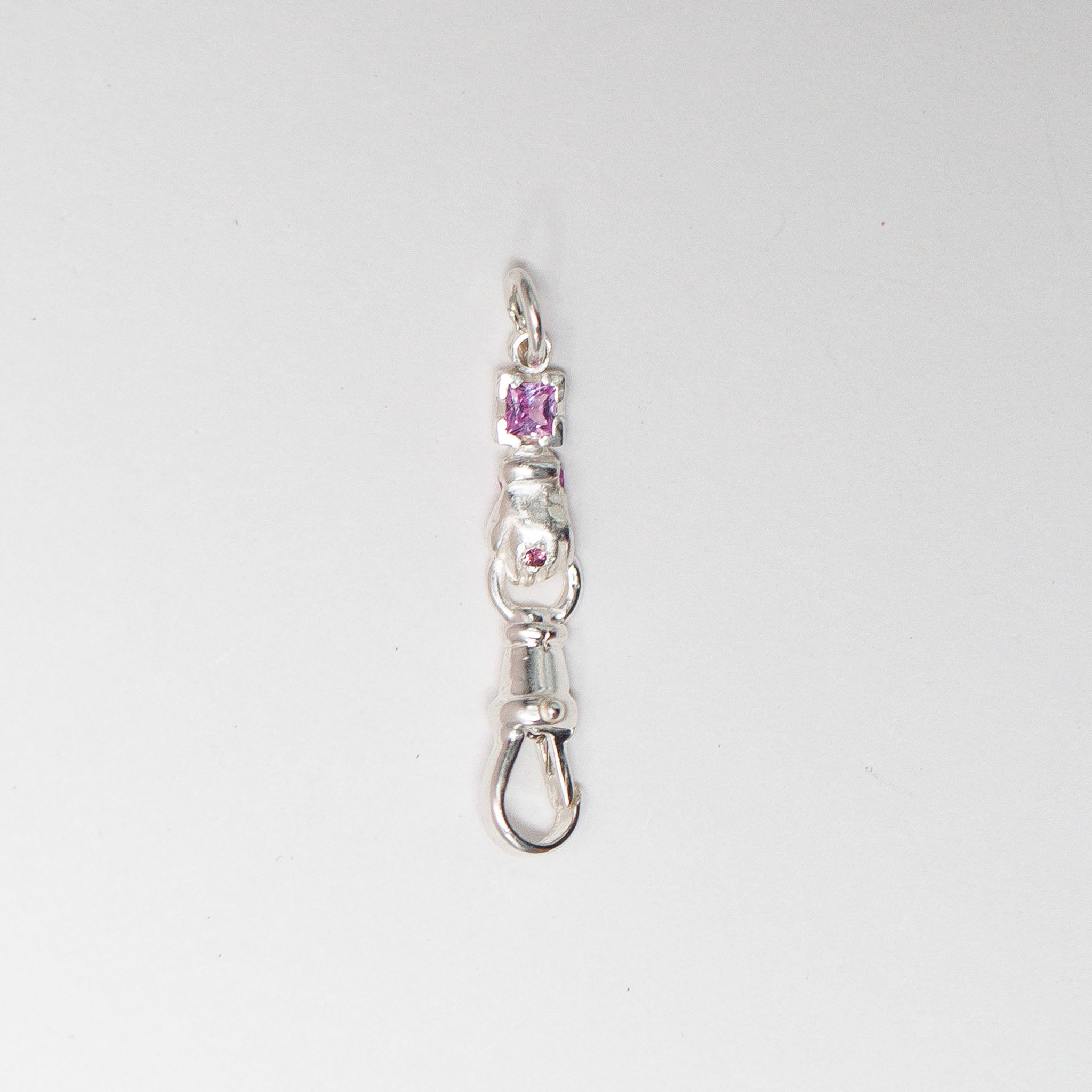 Pink Sapphire Silver Hand Connector
