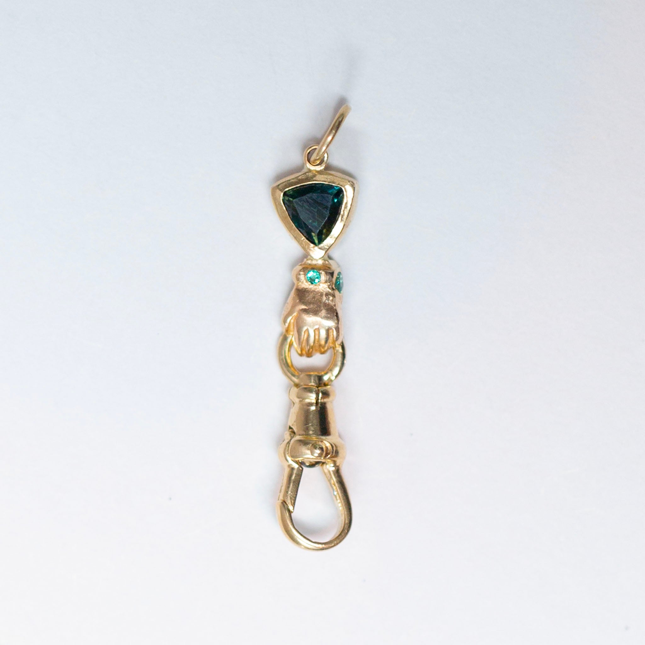 Sapphire and Emerald Hand Connector, 14K