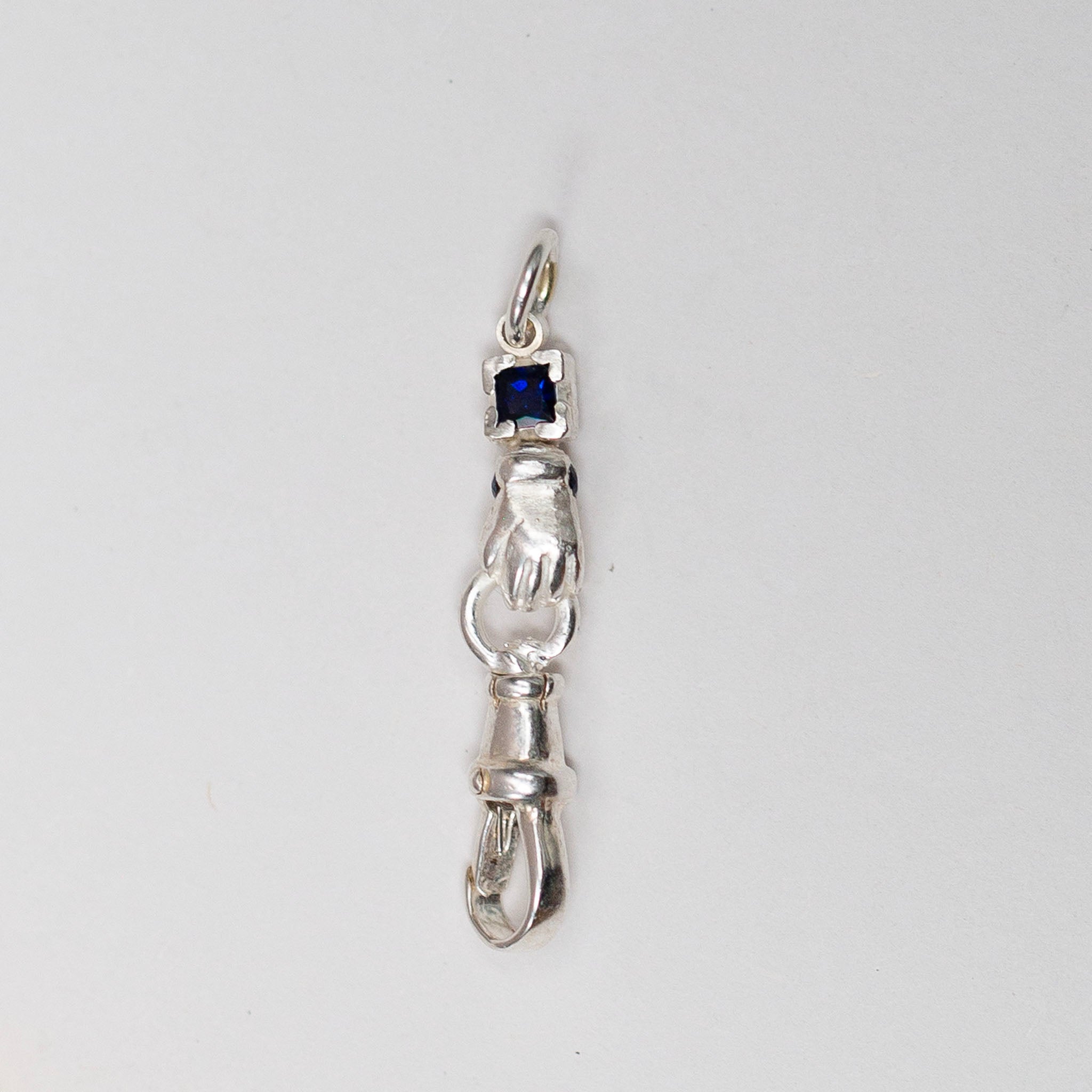 Dark Blue Sapphire Silver Hand Connector