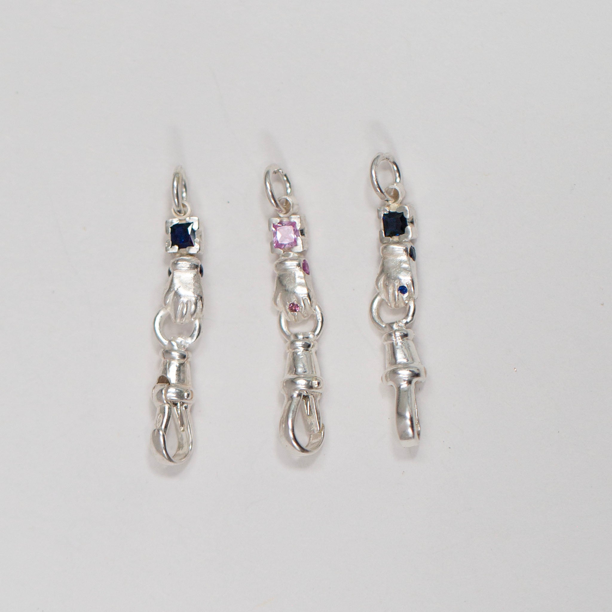 Dark Blue Sapphire Silver Hand Connector
