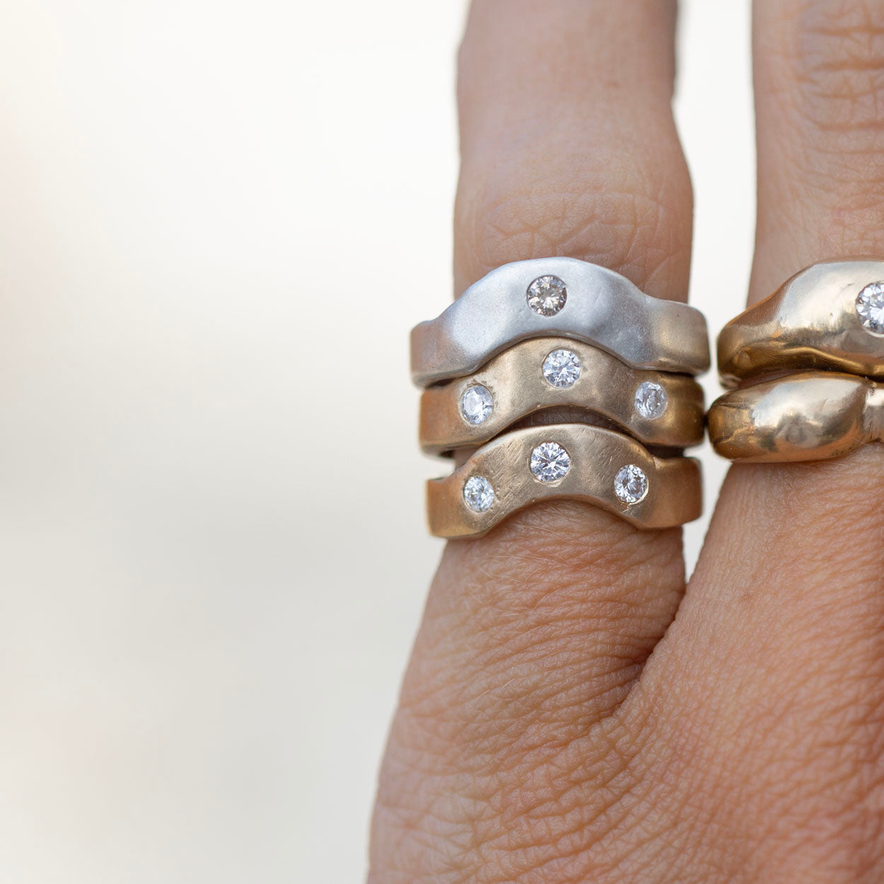 Oxbow Ring, Silver + Diamond