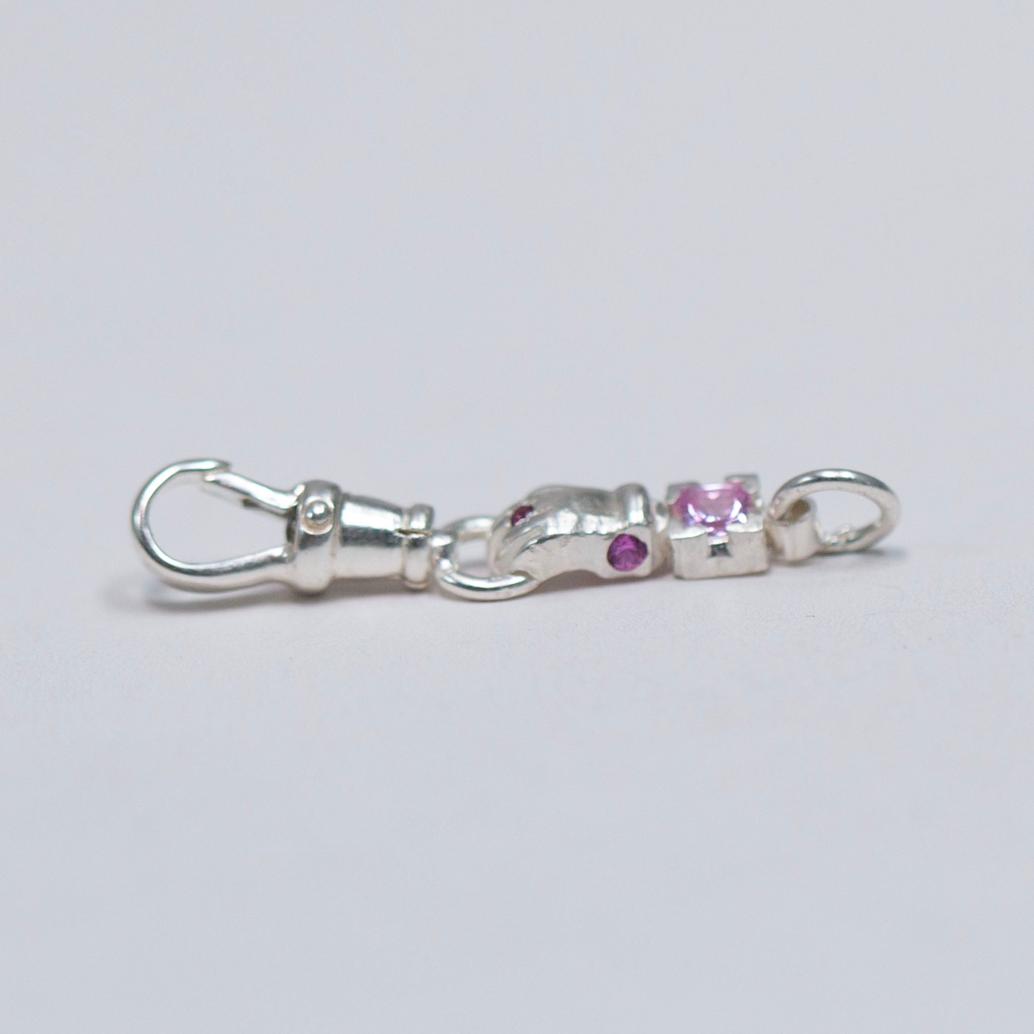 Pink Sapphire Silver Hand Connector
