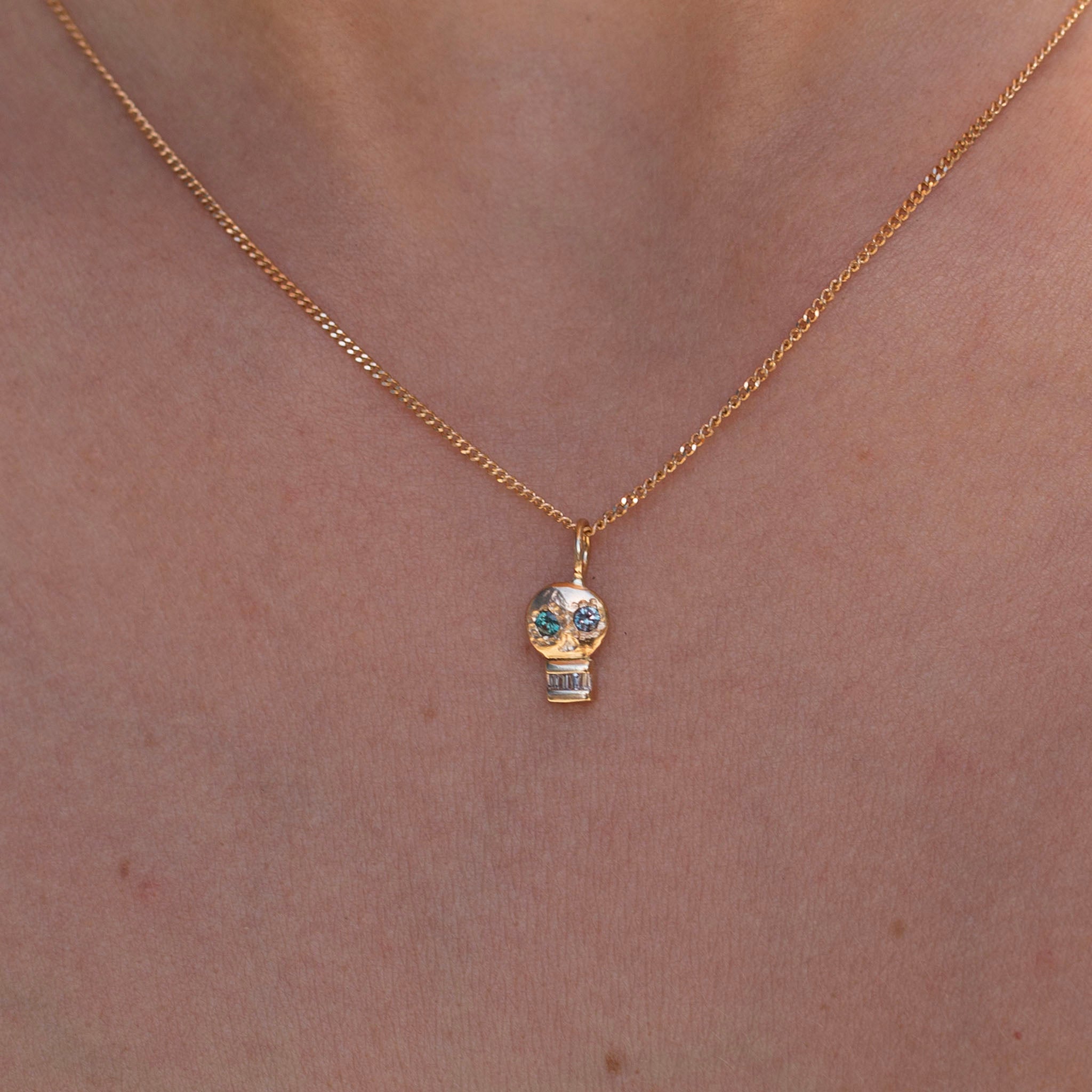 Skull Charm 6, Color Changing Garnets
