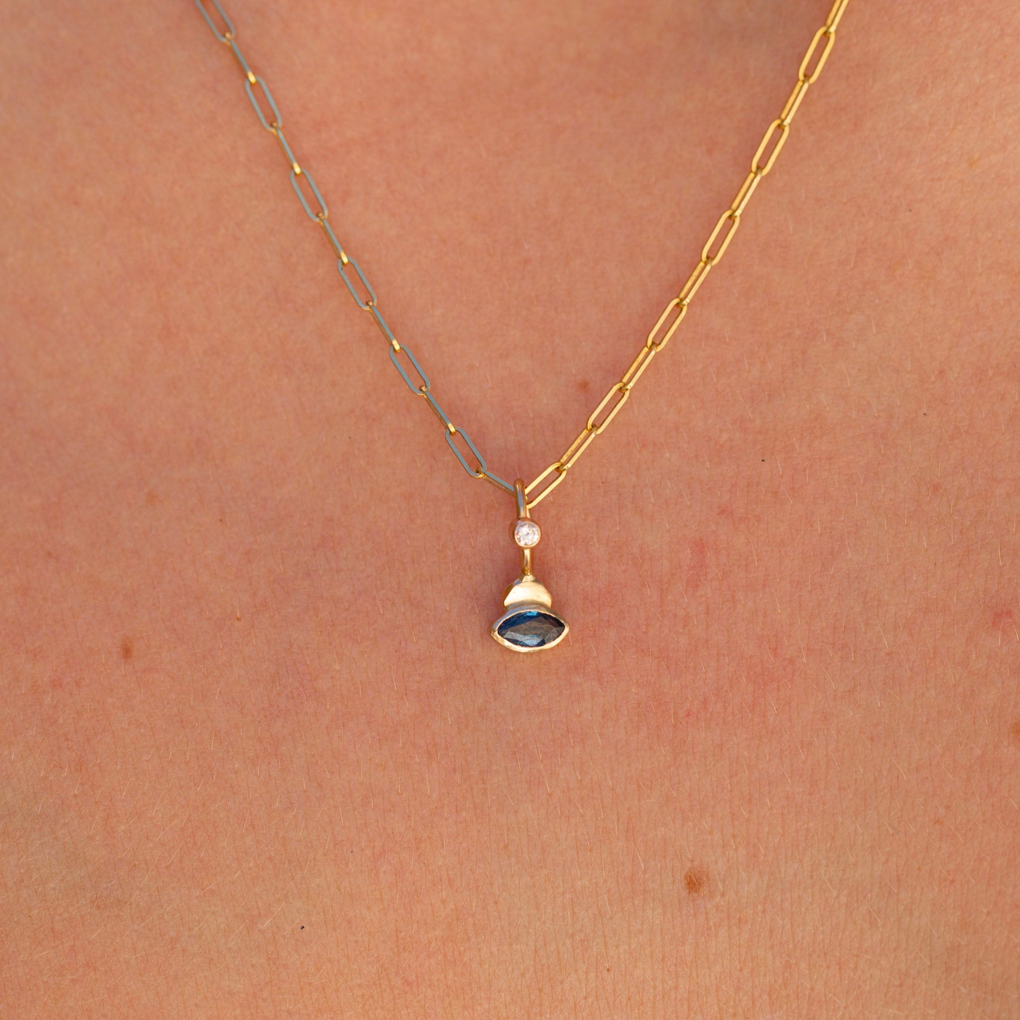 UFO, Tiny Marquise Sapphire Saucer