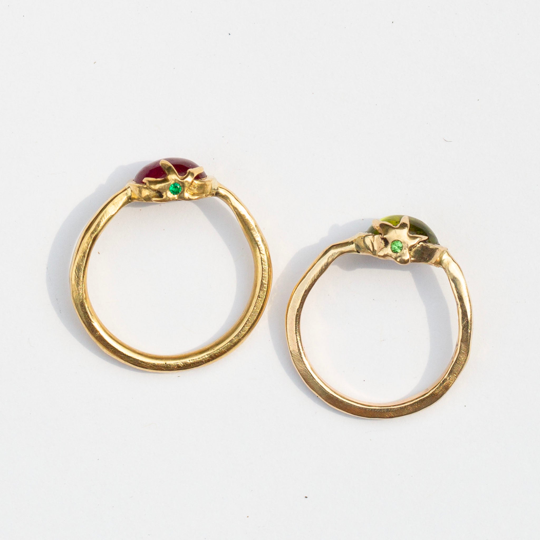 Tomato Ring, 14k Peridot & Tsavorite