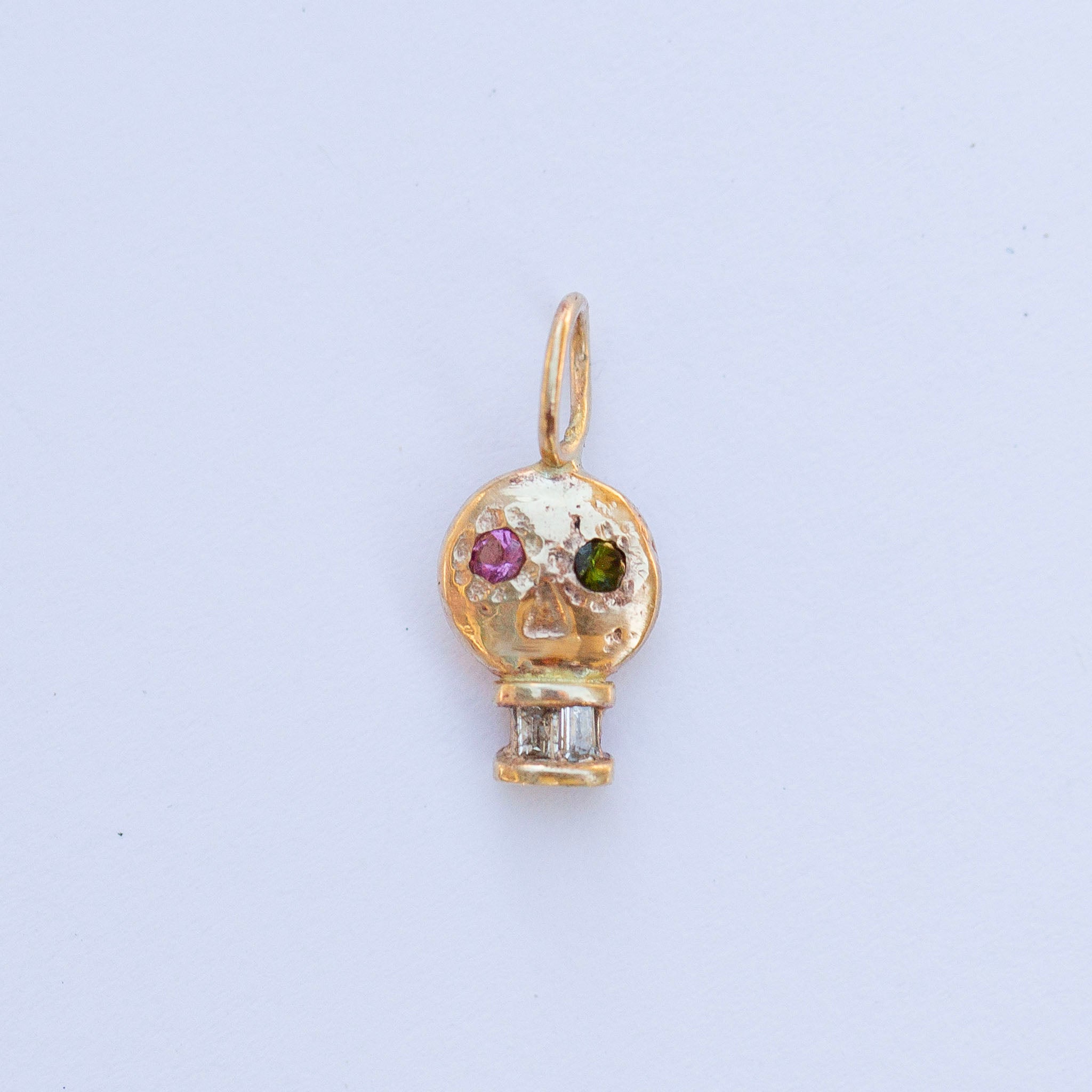 Skull Charm 12, Pink and Green Tourmaline
