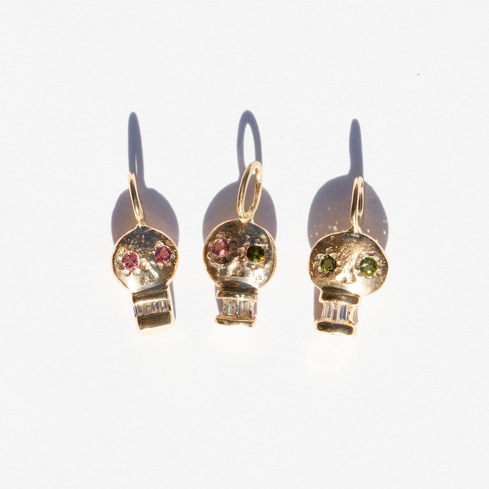 Skull Charm 12, Pink and Green Tourmaline