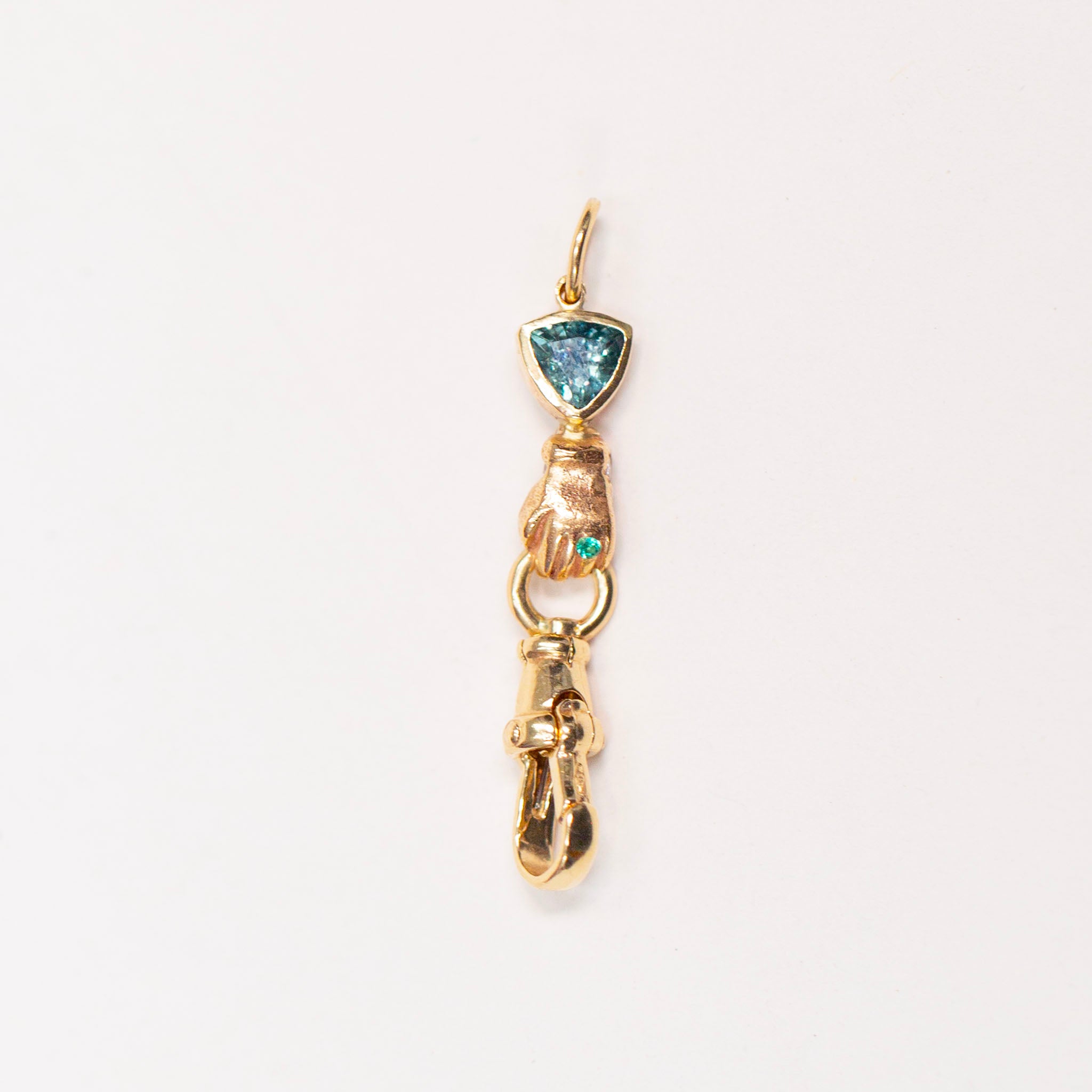 Sapphire and Emerald Hand Connector, 14K
