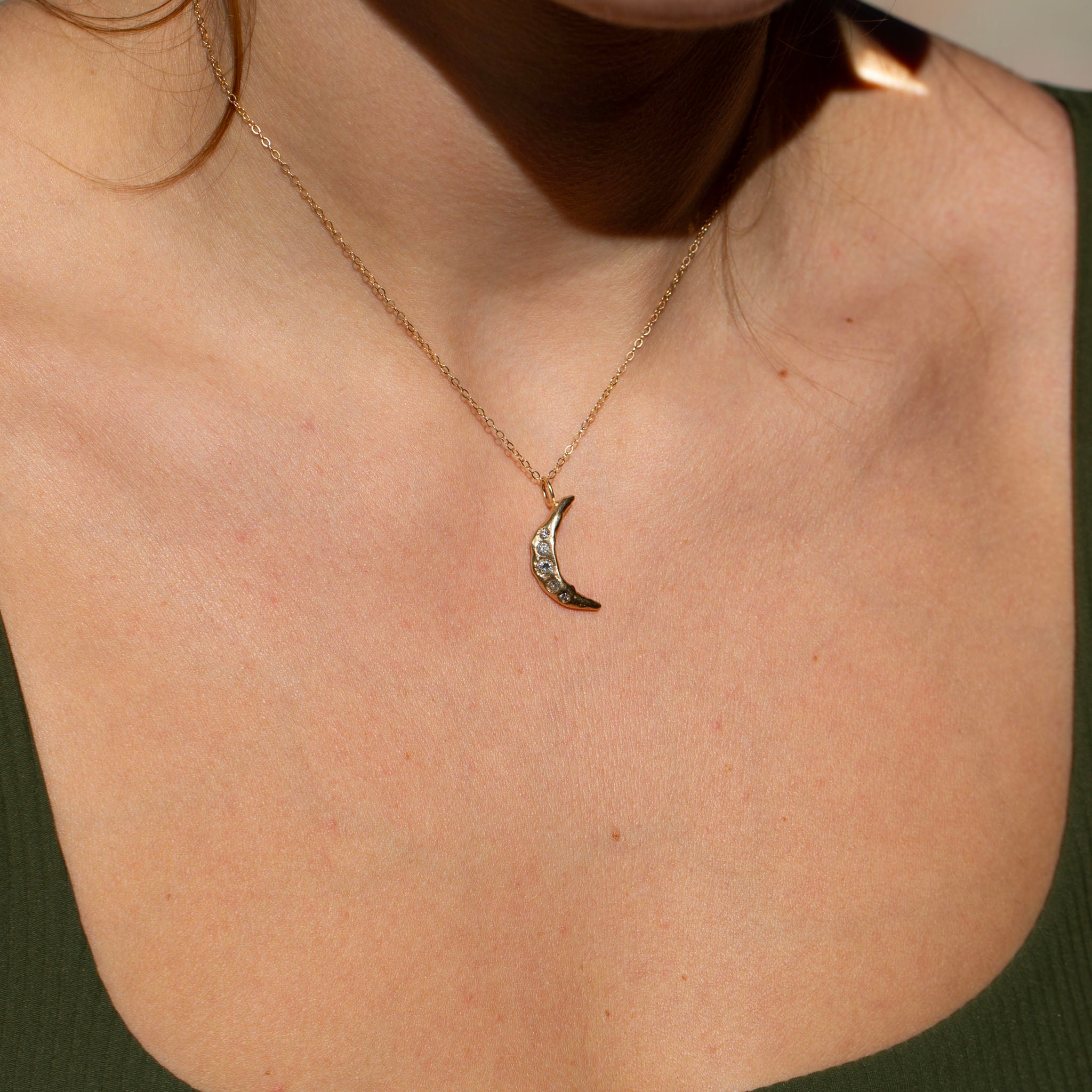 Waxing Crescent Diamond Moon Charm