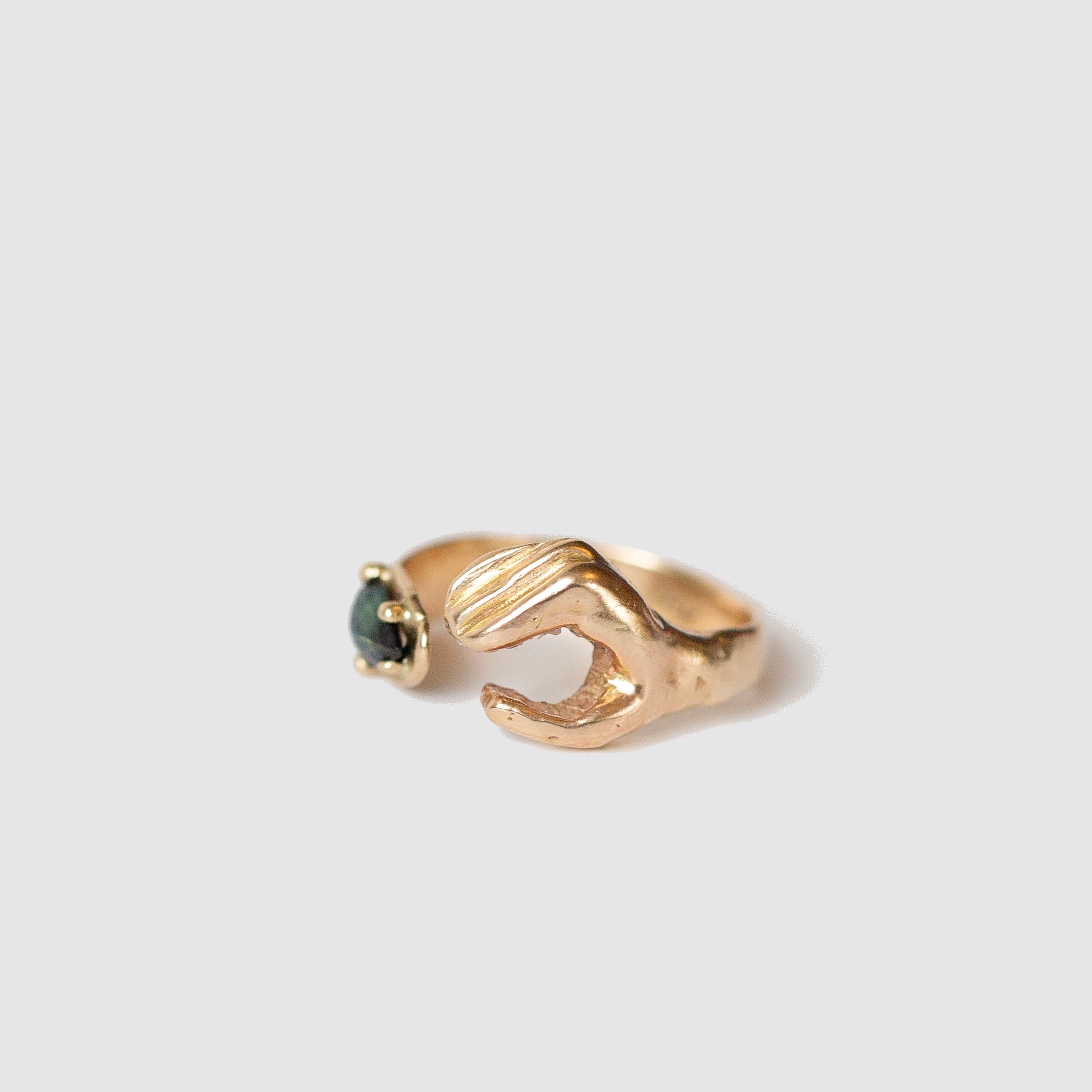 Hand holding Sapphire Ring, 14K