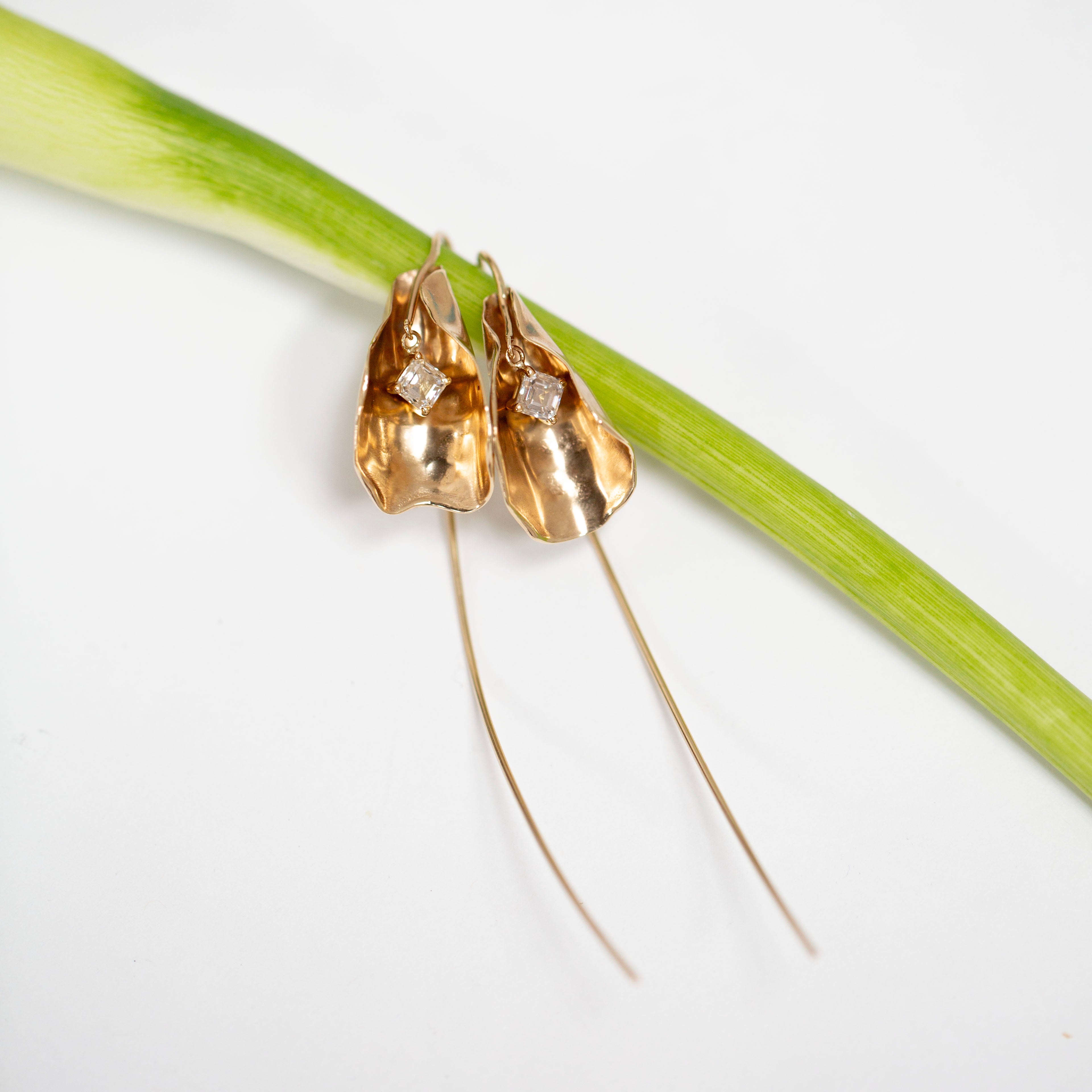 Calla Lily Earrings, Diamond