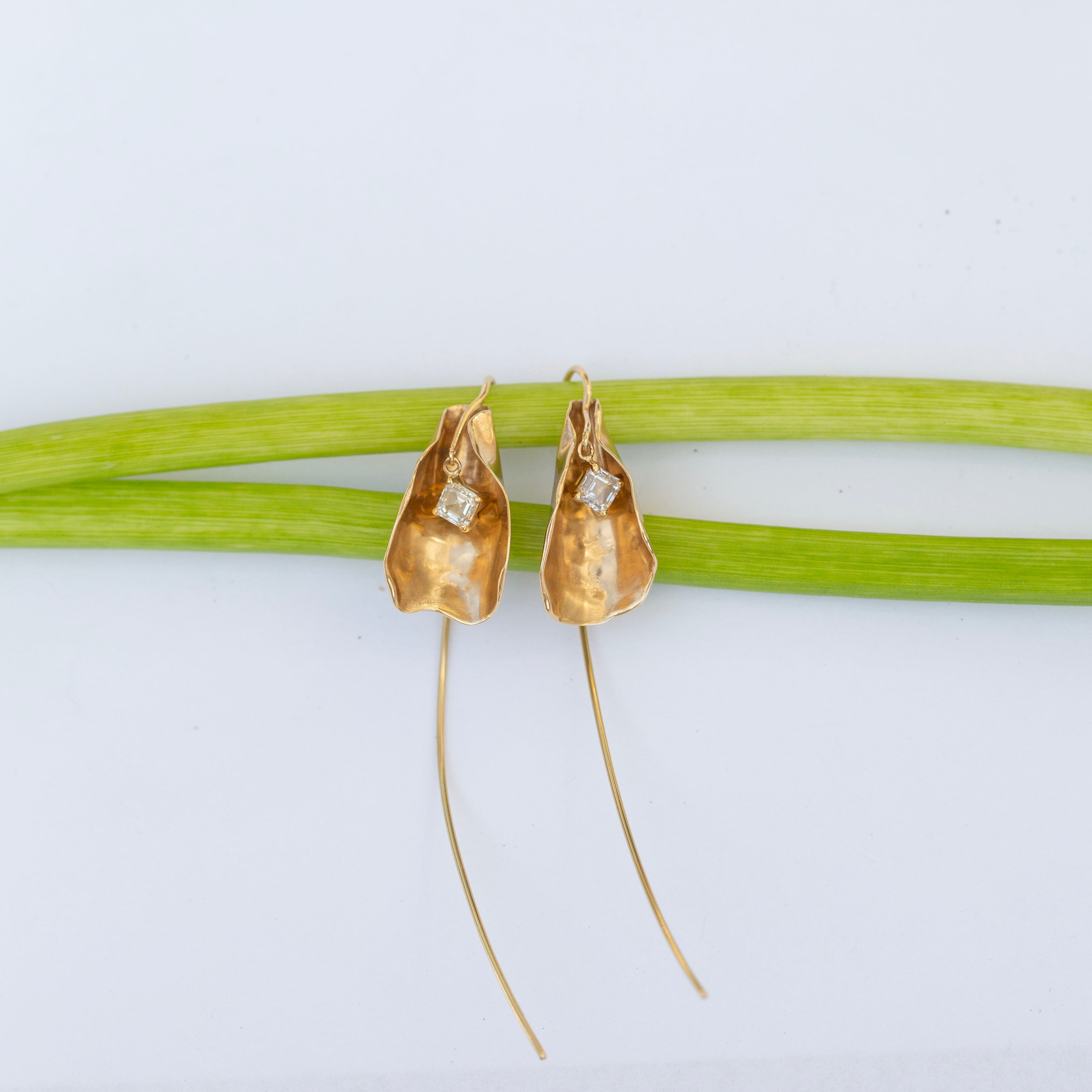 Calla Lily Earrings, Diamond