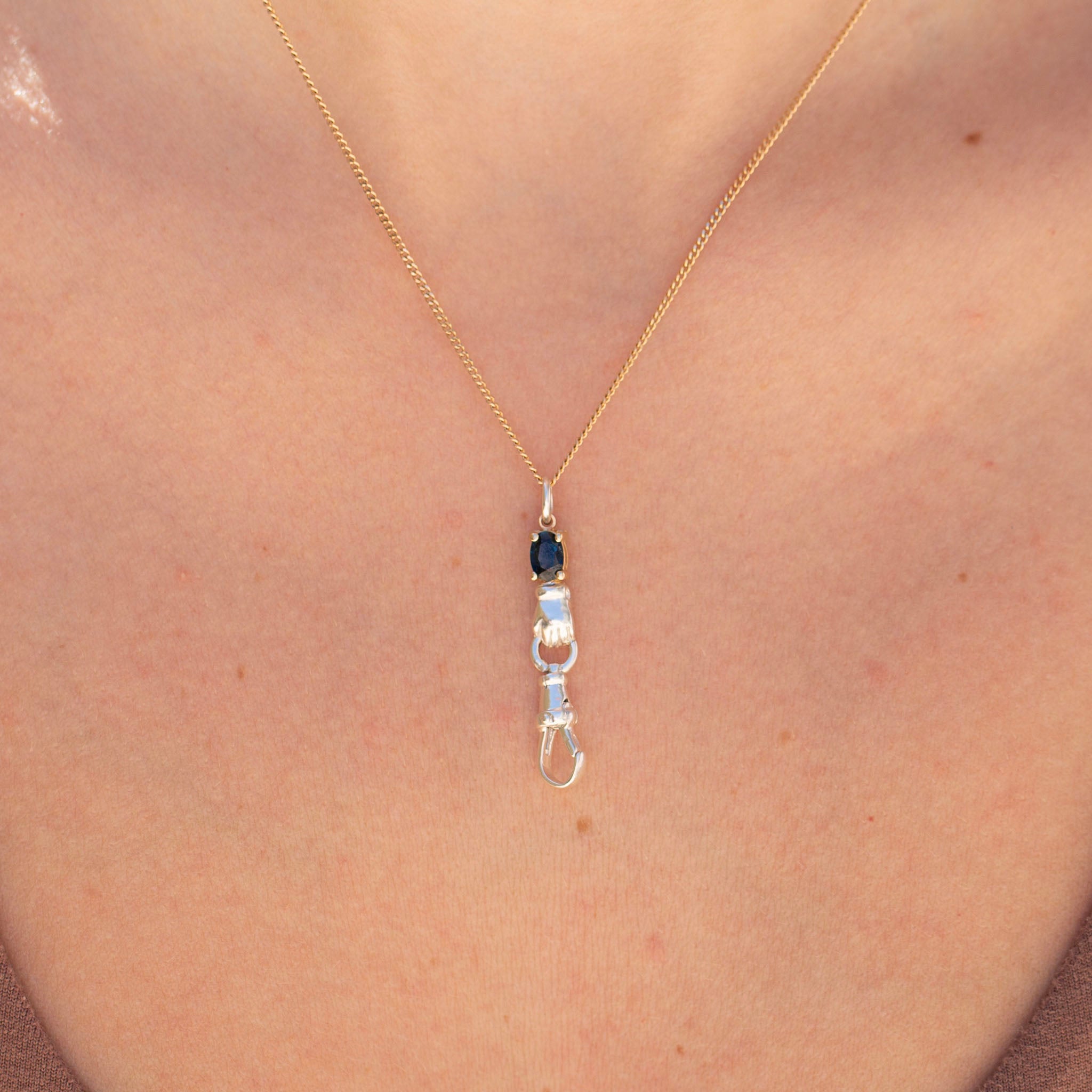 Hand Connector 4, Mixed Metal & Blue Sapphire