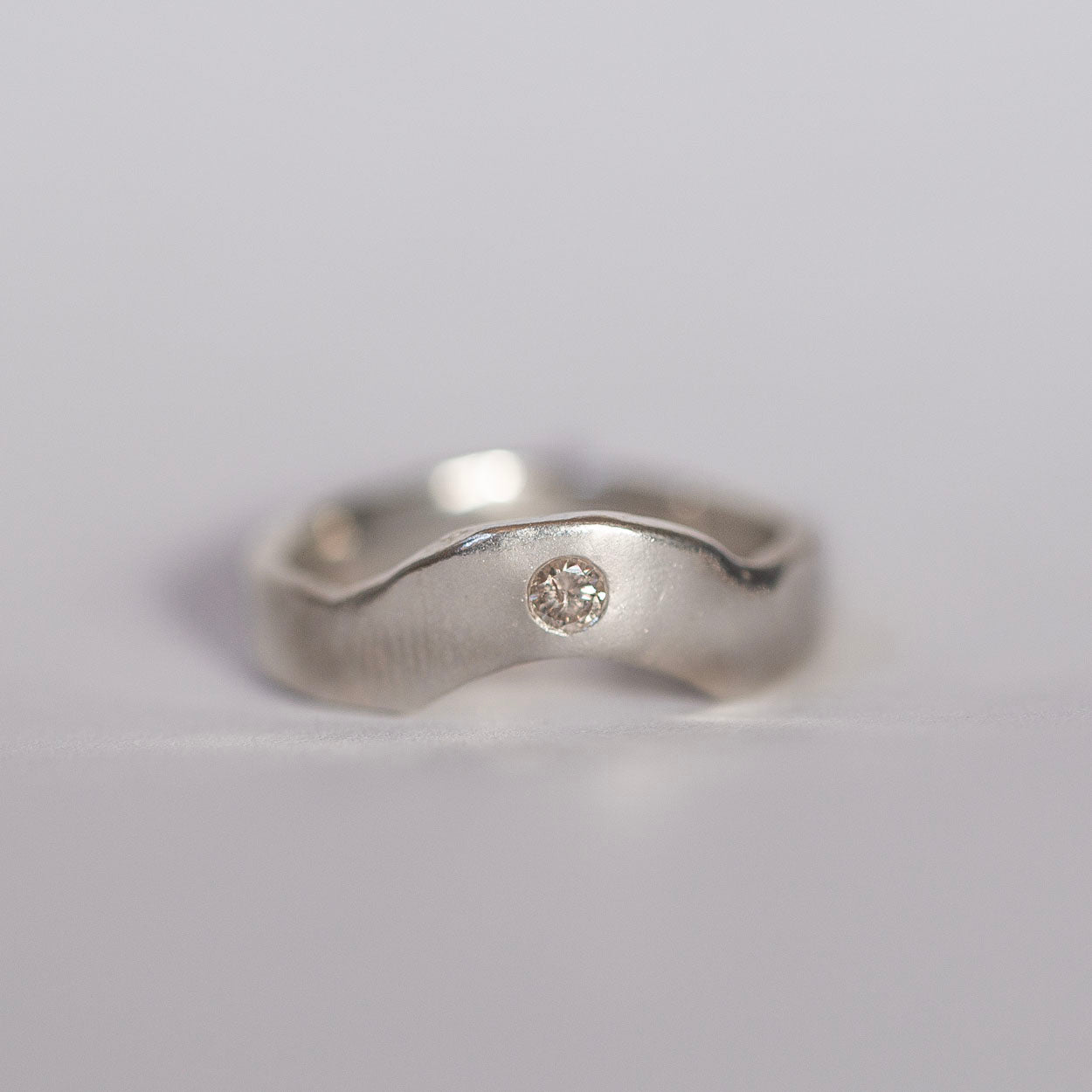 Oxbow Ring, Silver + Diamond