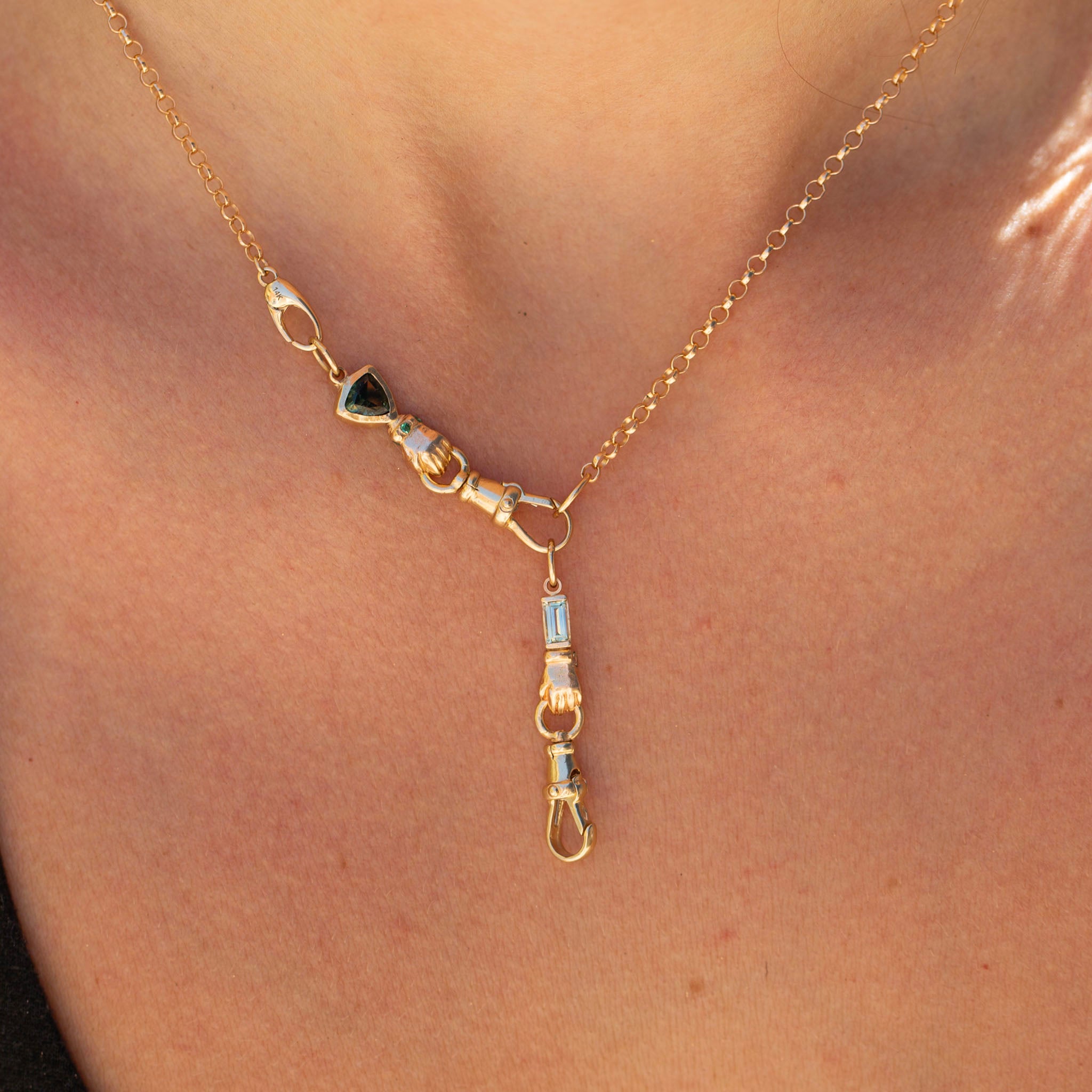 Montana Sapphire Hand Connector, 14K
