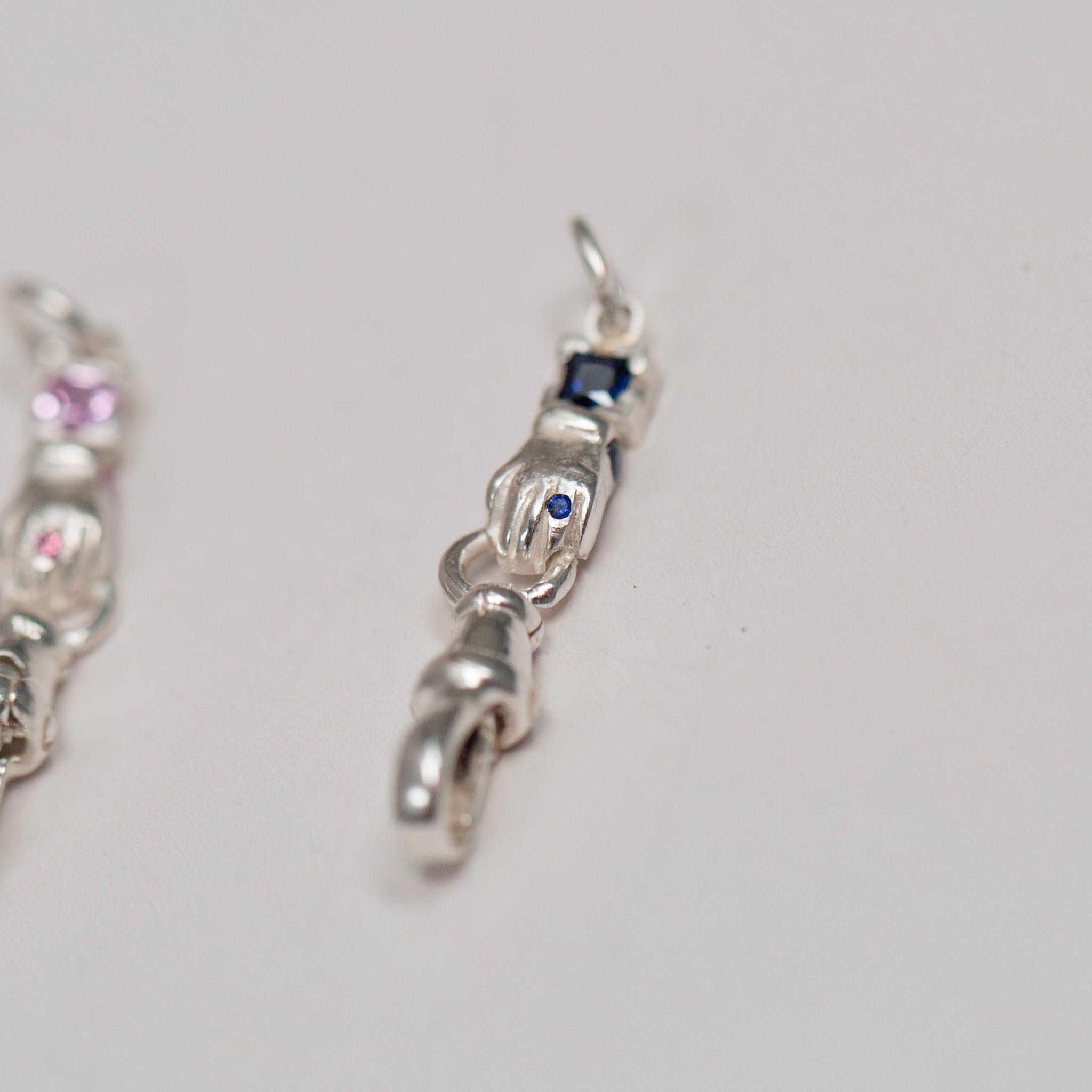 Blue Sapphire Silver Hand Connector