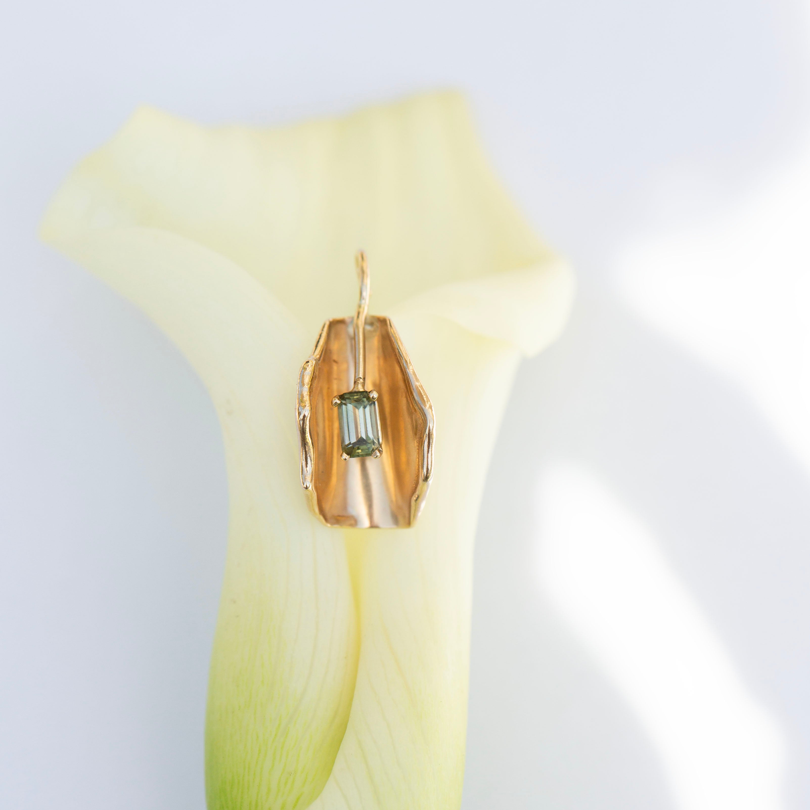 Calla Lily Pendant 4, Tourmaline