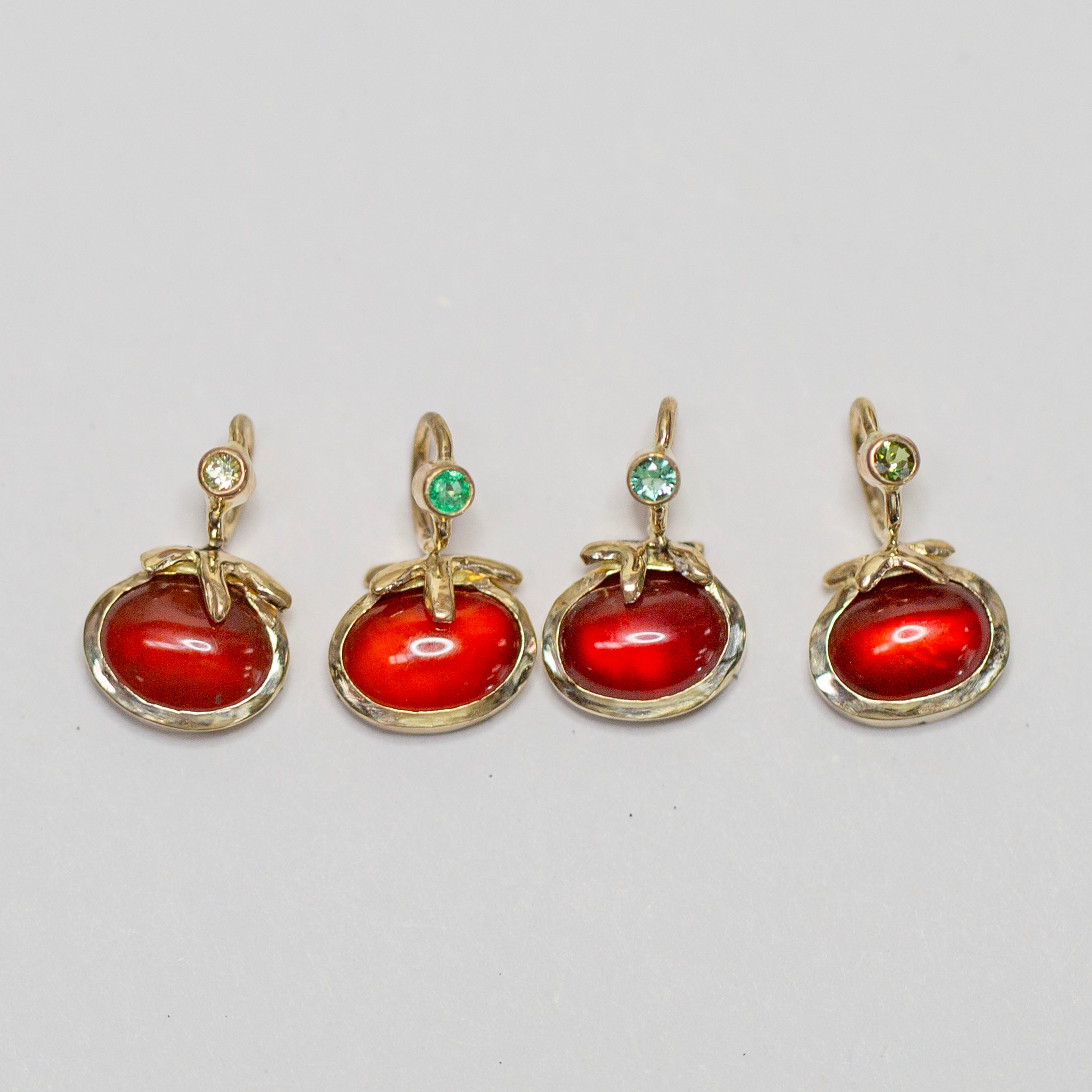 Fancy Heirloom Tomato 2, 14k Carnelian & Peridot
