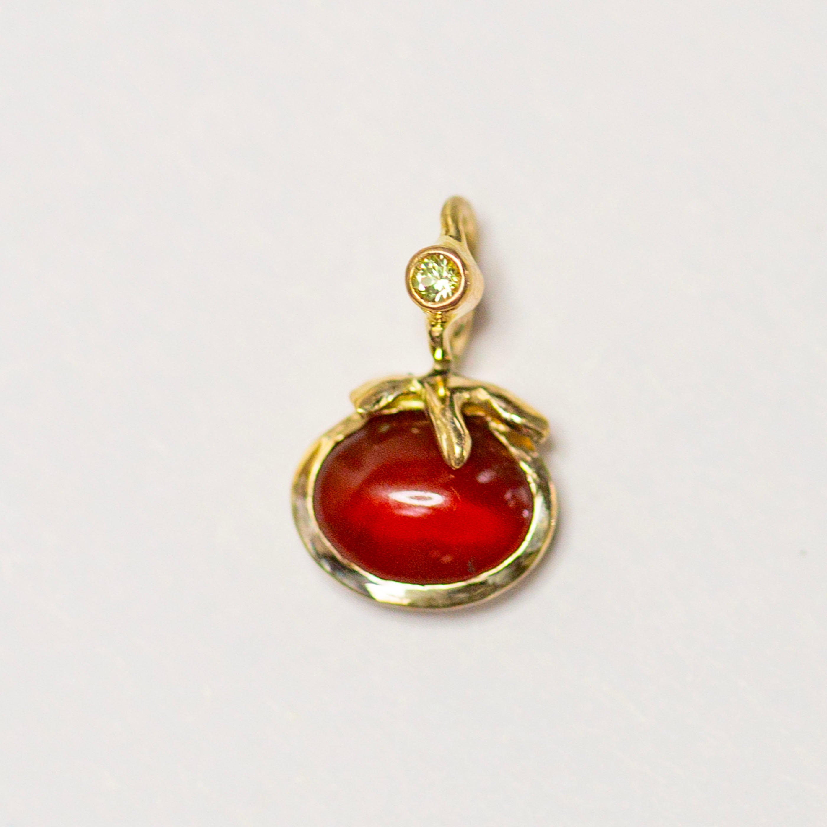 Fancy Heirloom Tomato 2, 14k Carnelian & Peridot