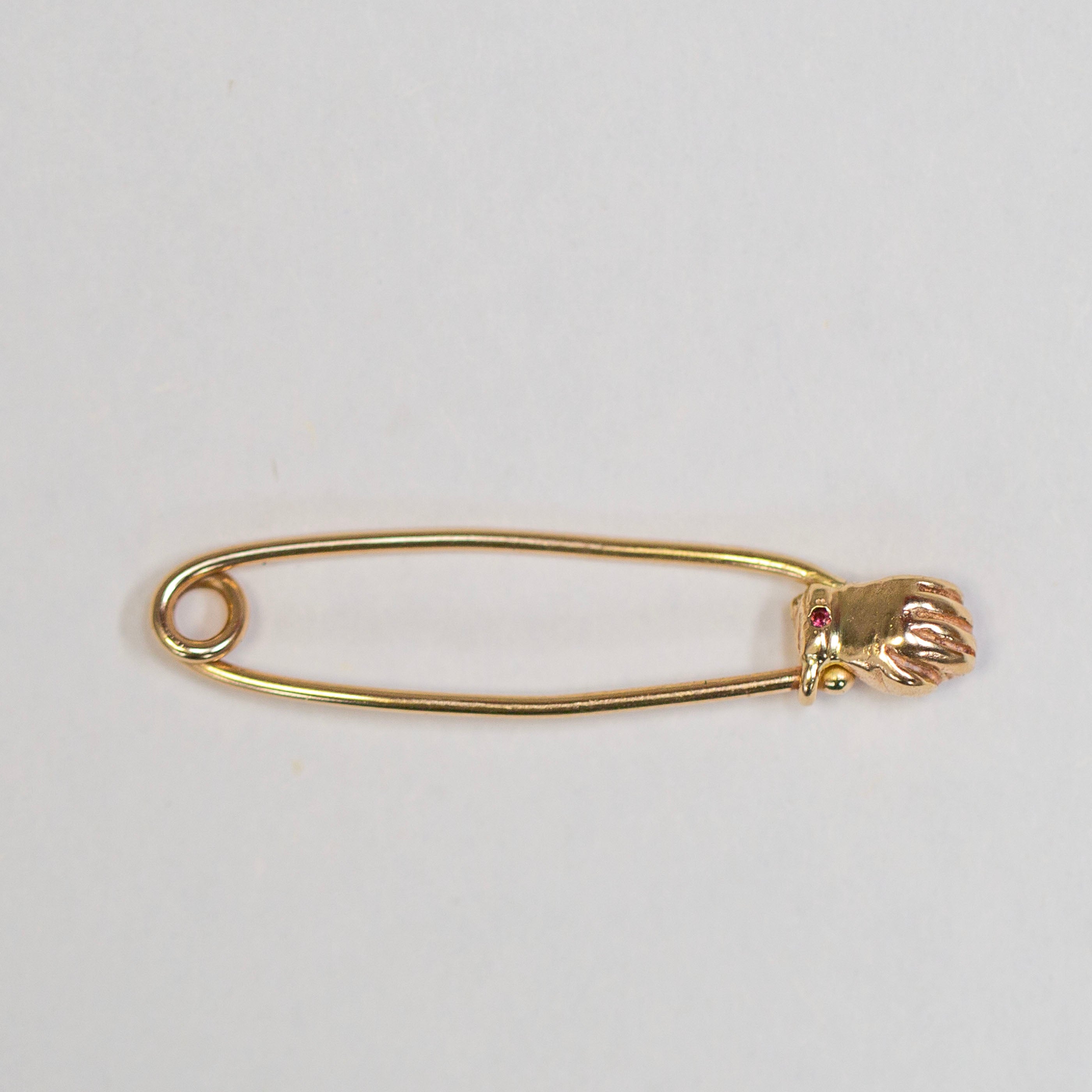 Hand Safety Pin 3, 14k Garnet