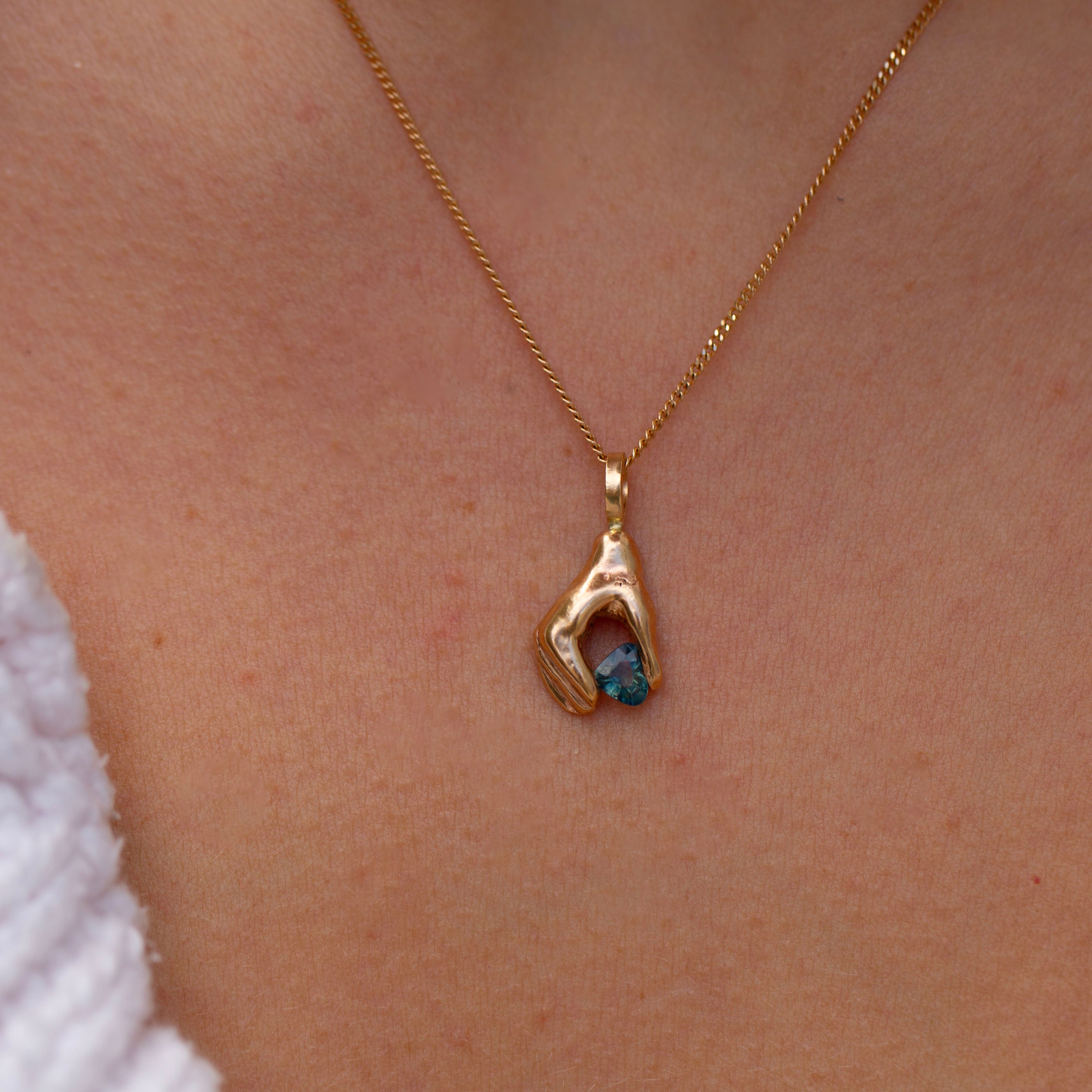 Teal Heart Sapphire Squeeze Charm