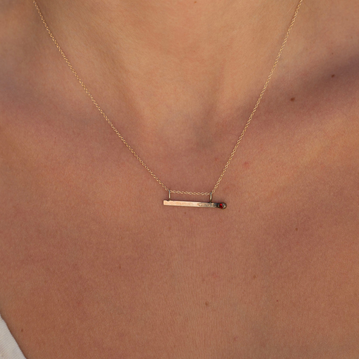 Gold Match 15, 14k White and Garnet