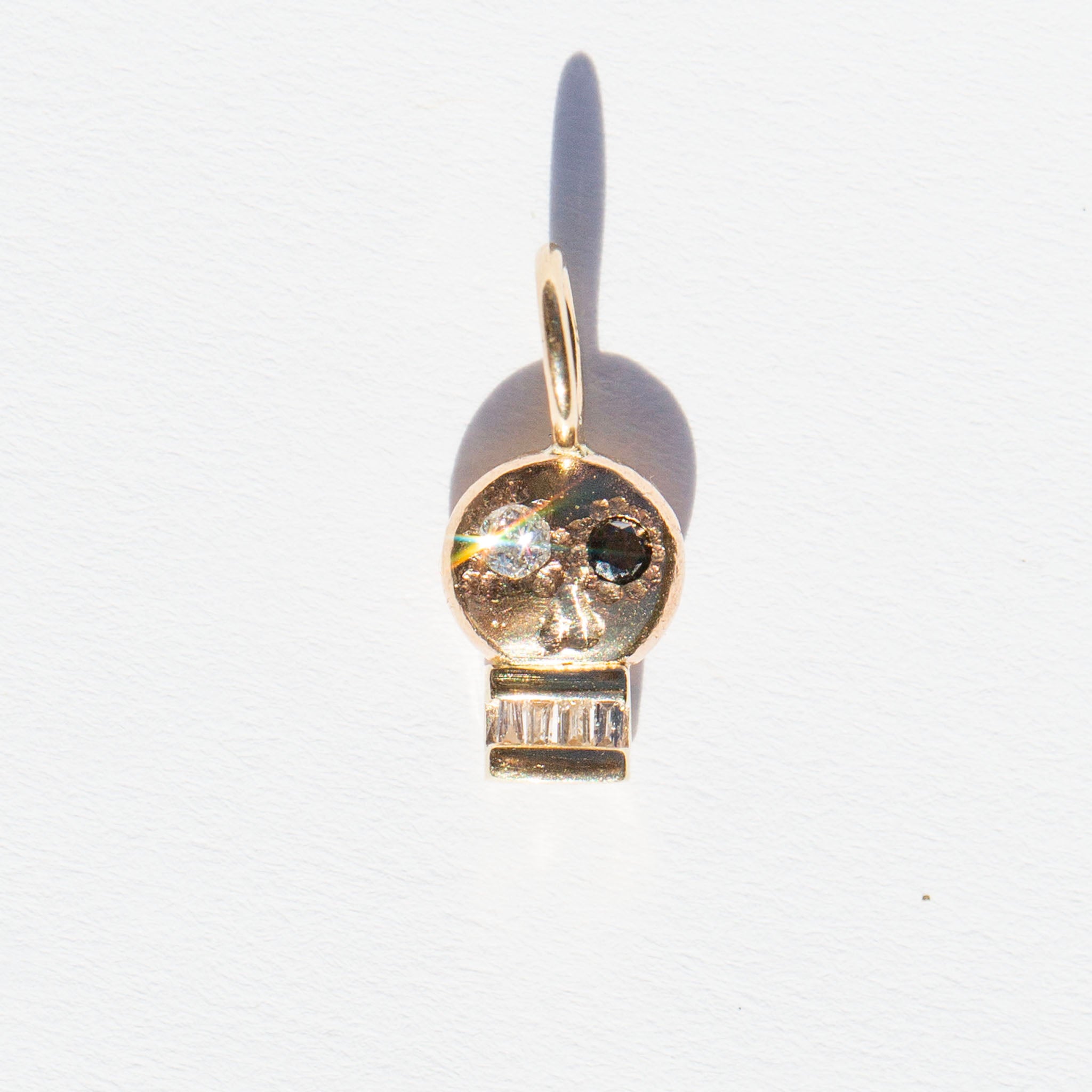 Skull Charm 1, Black and White Diamond