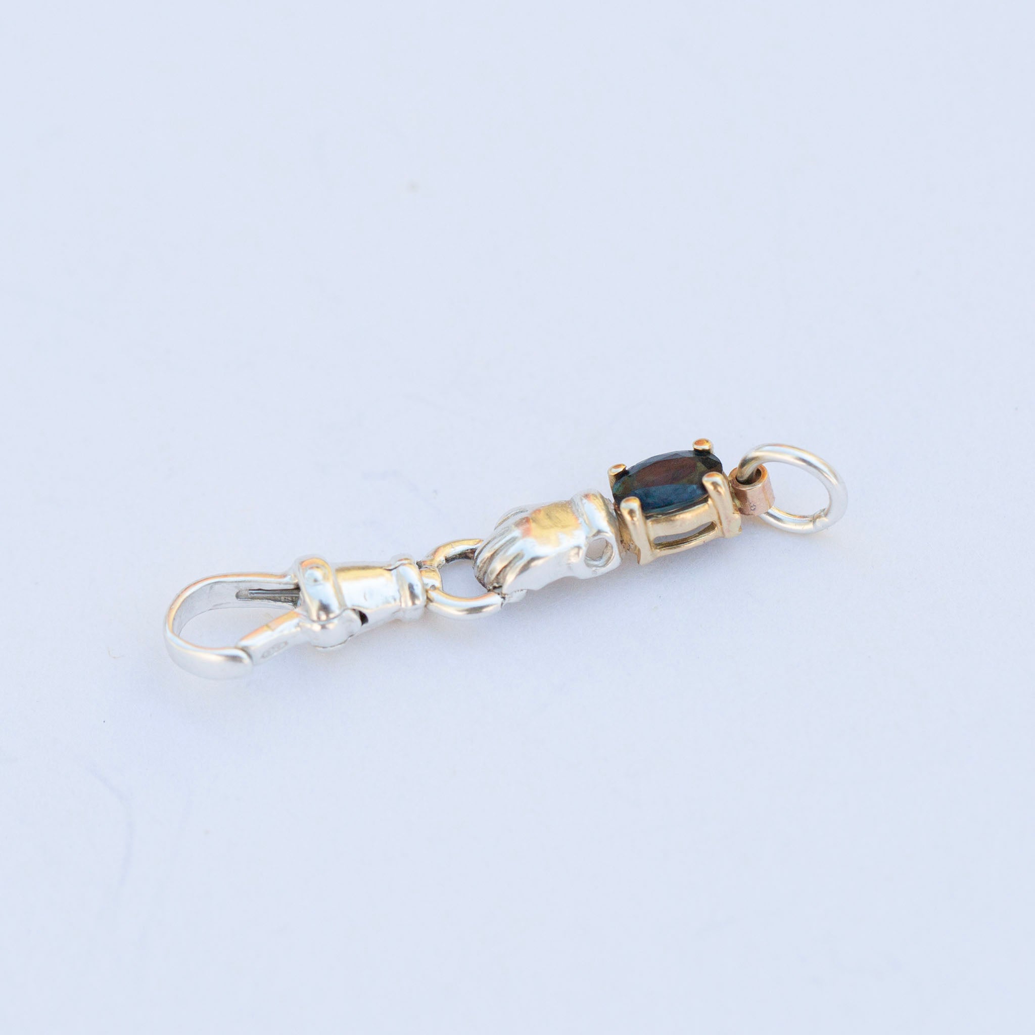 Hand Connector, Silver, 14K & Blue Sapphire